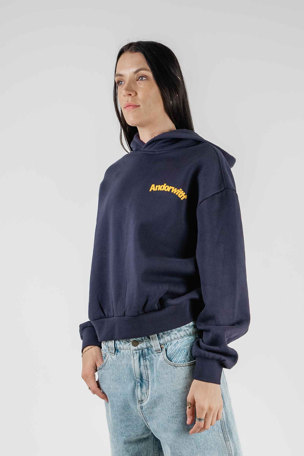 Swoop Box Fit Hoodie Navy