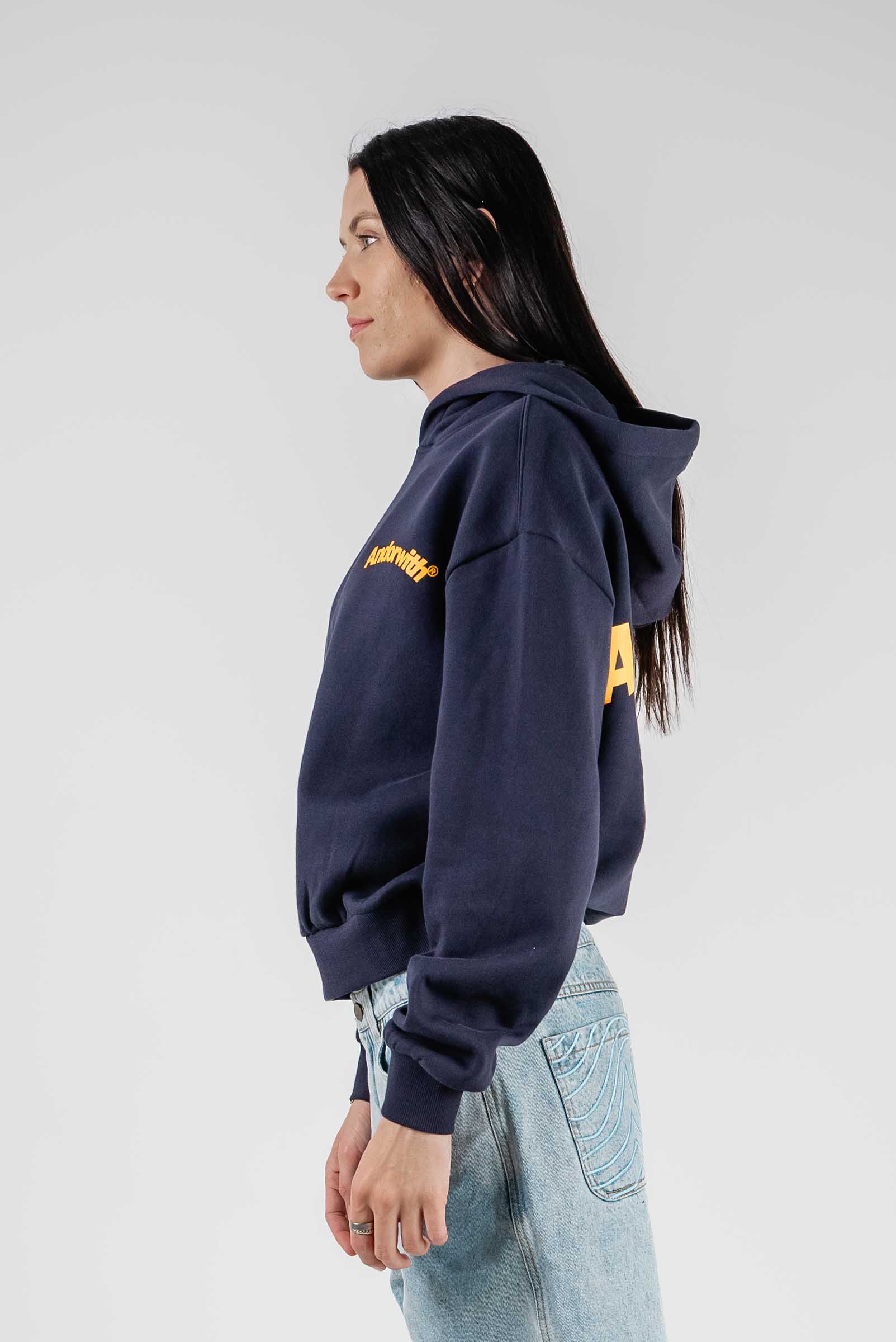 Swoop Box Fit Hoodie Navy