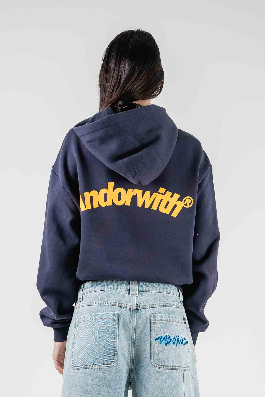 Swoop Box Fit Hoodie Navy