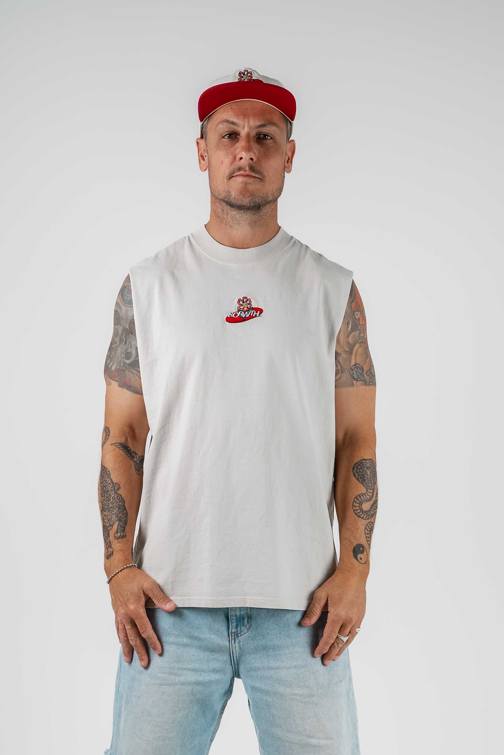 Trippy Flower Box Fit Muscle Tee Bone