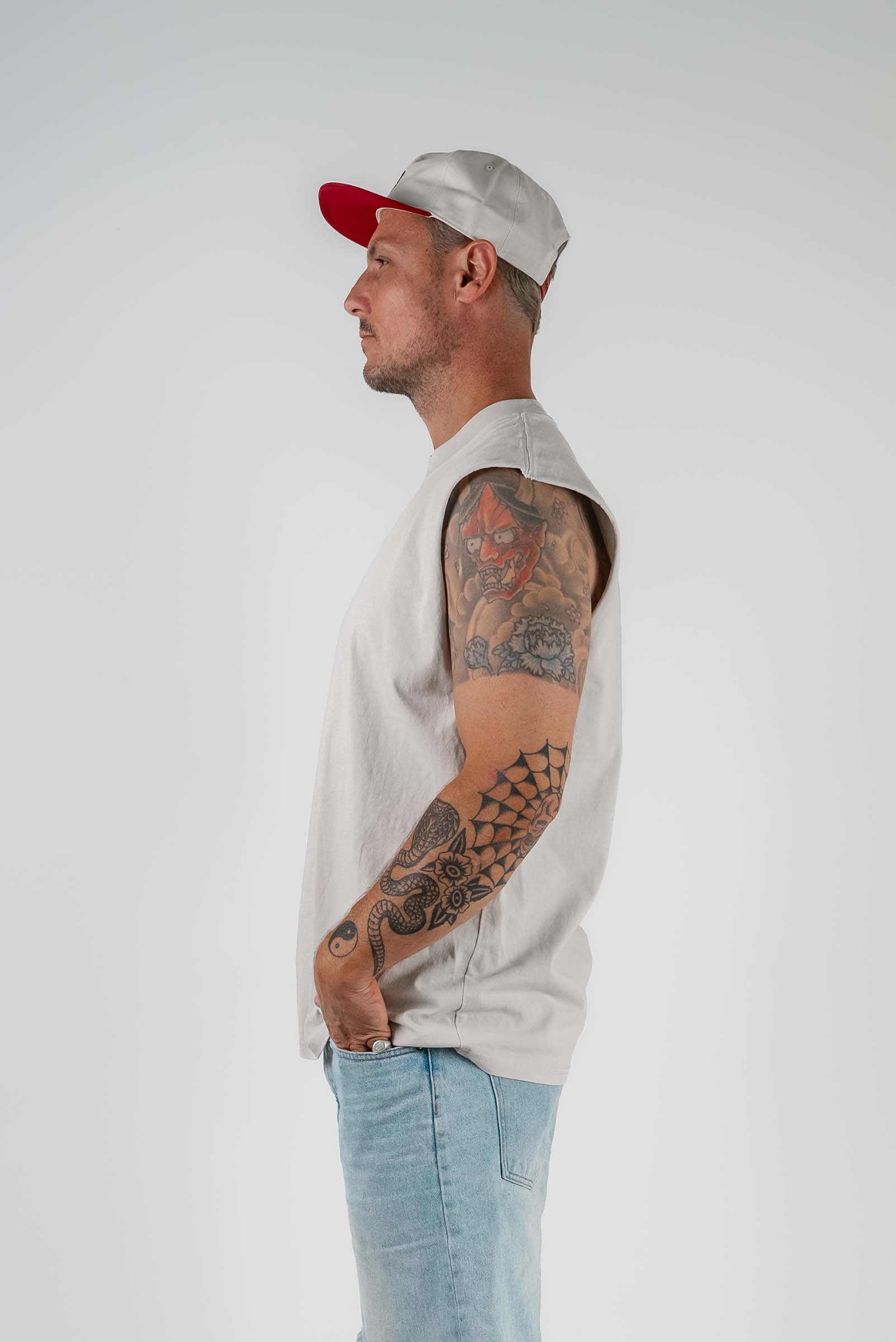 Trippy Flower Box Fit Muscle Tee Bone