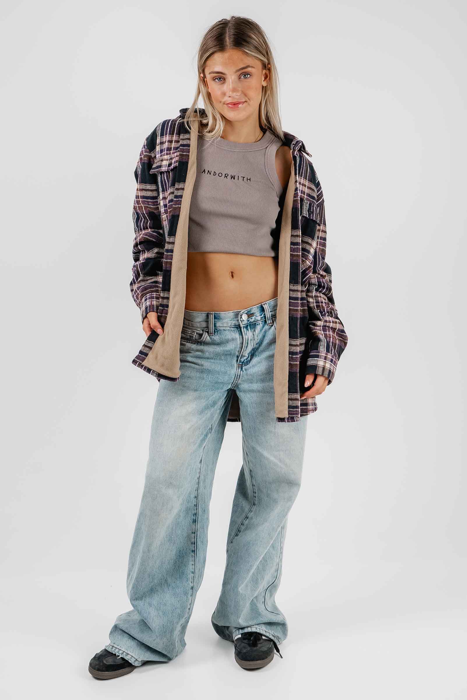 Beached Out Flannel Overshirt Black / Purple