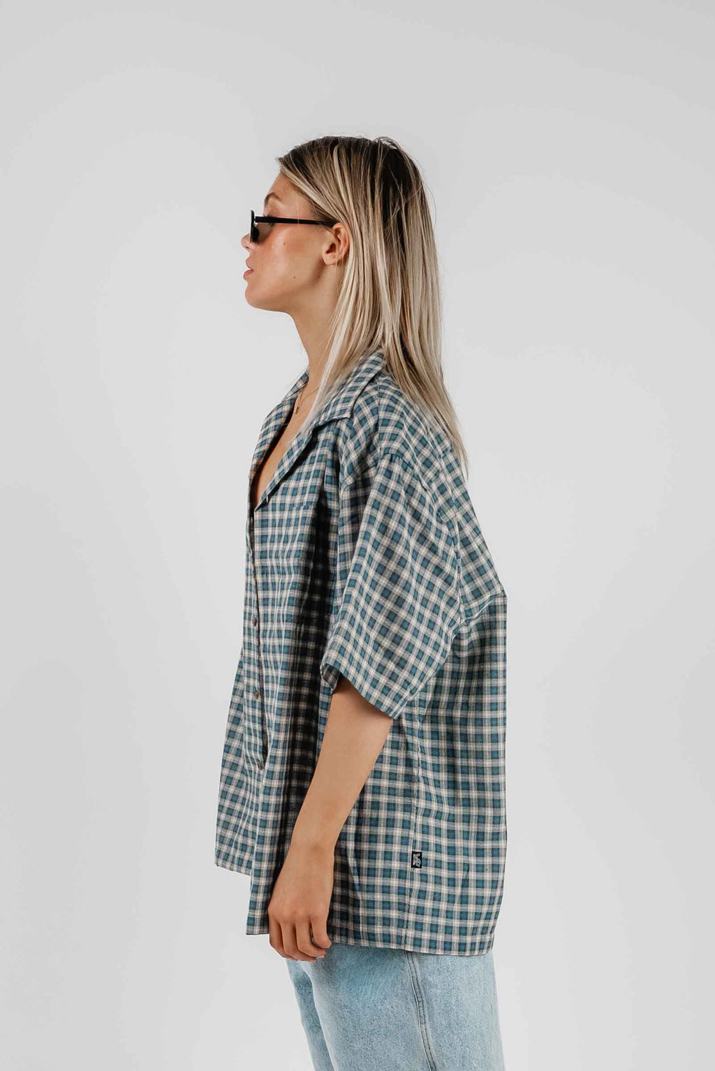 Check Button Up Shirt Green