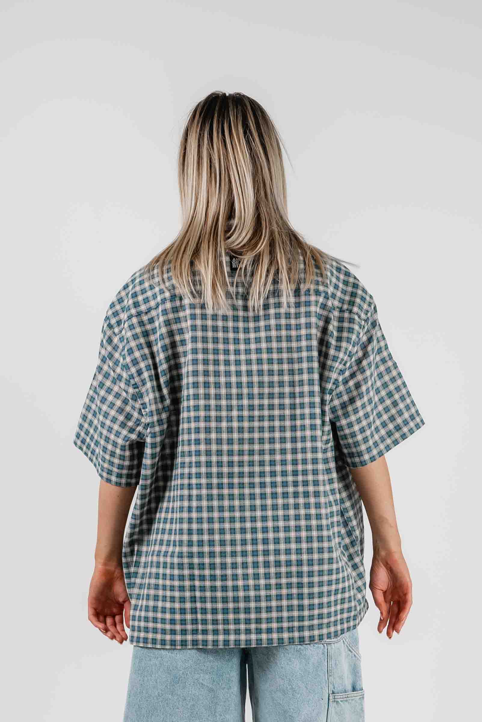 Check Button Up Shirt Green