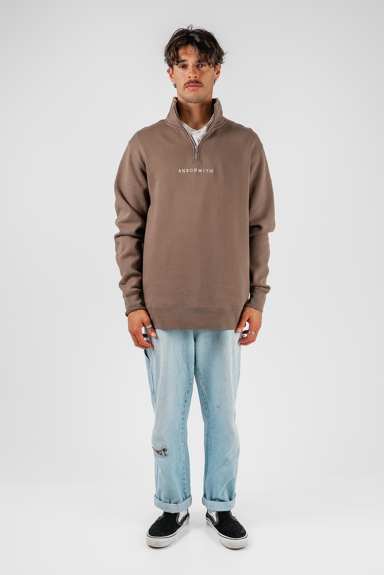 Family 1/4 Zip Fleece Pullover Coffee
