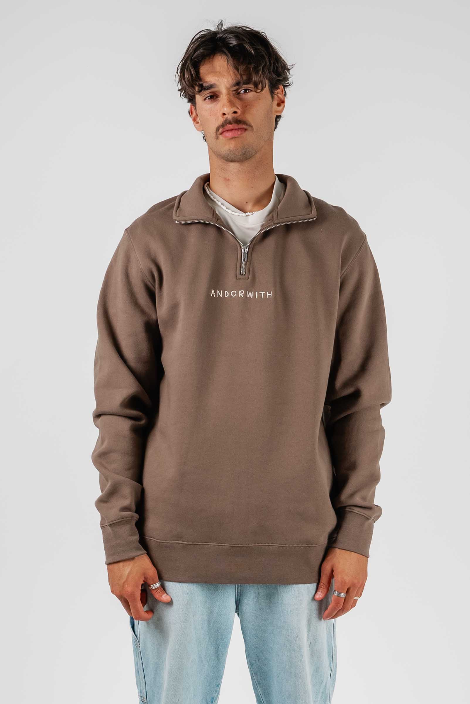 Family 1/4 Zip Fleece Pullover Coffee