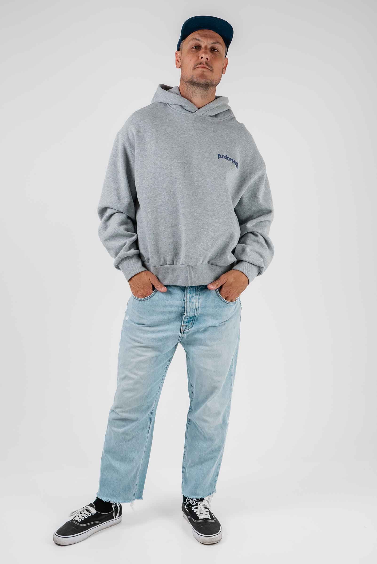 Swoop Box Fit Hoodie Grey Marle