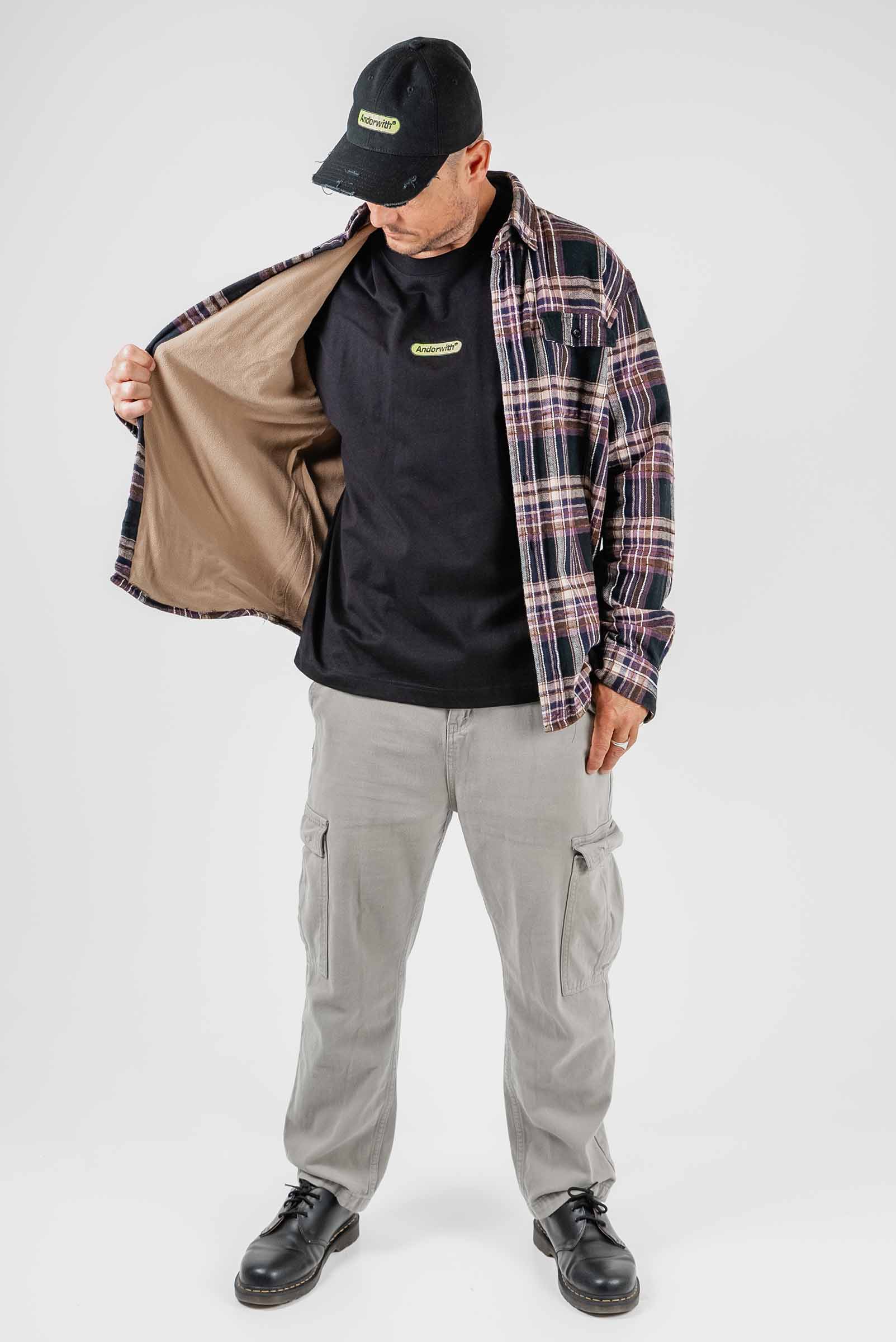 Beached Out Flannel Overshirt Black / Purple