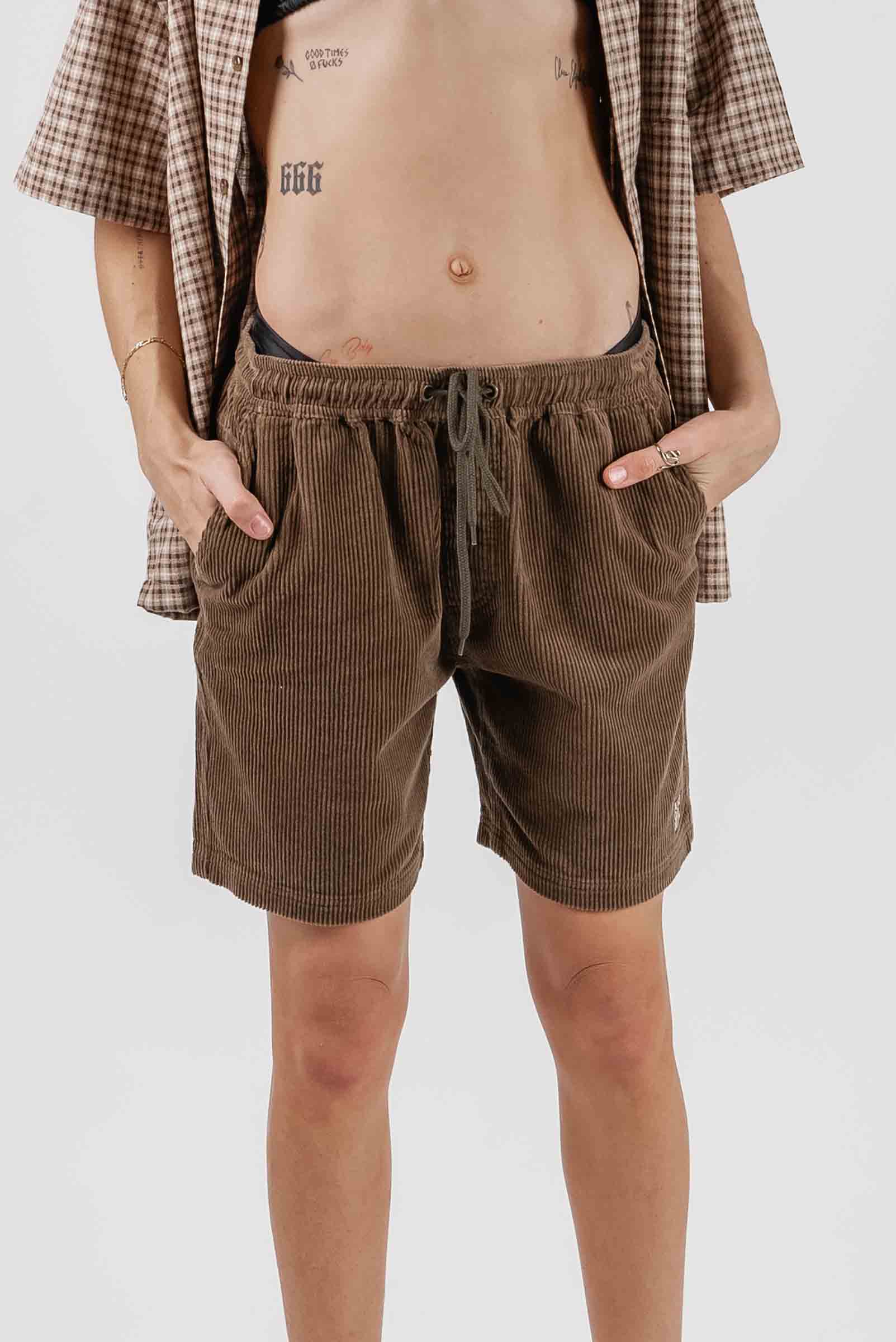 Beach Bum Corduroy Shorts Brown