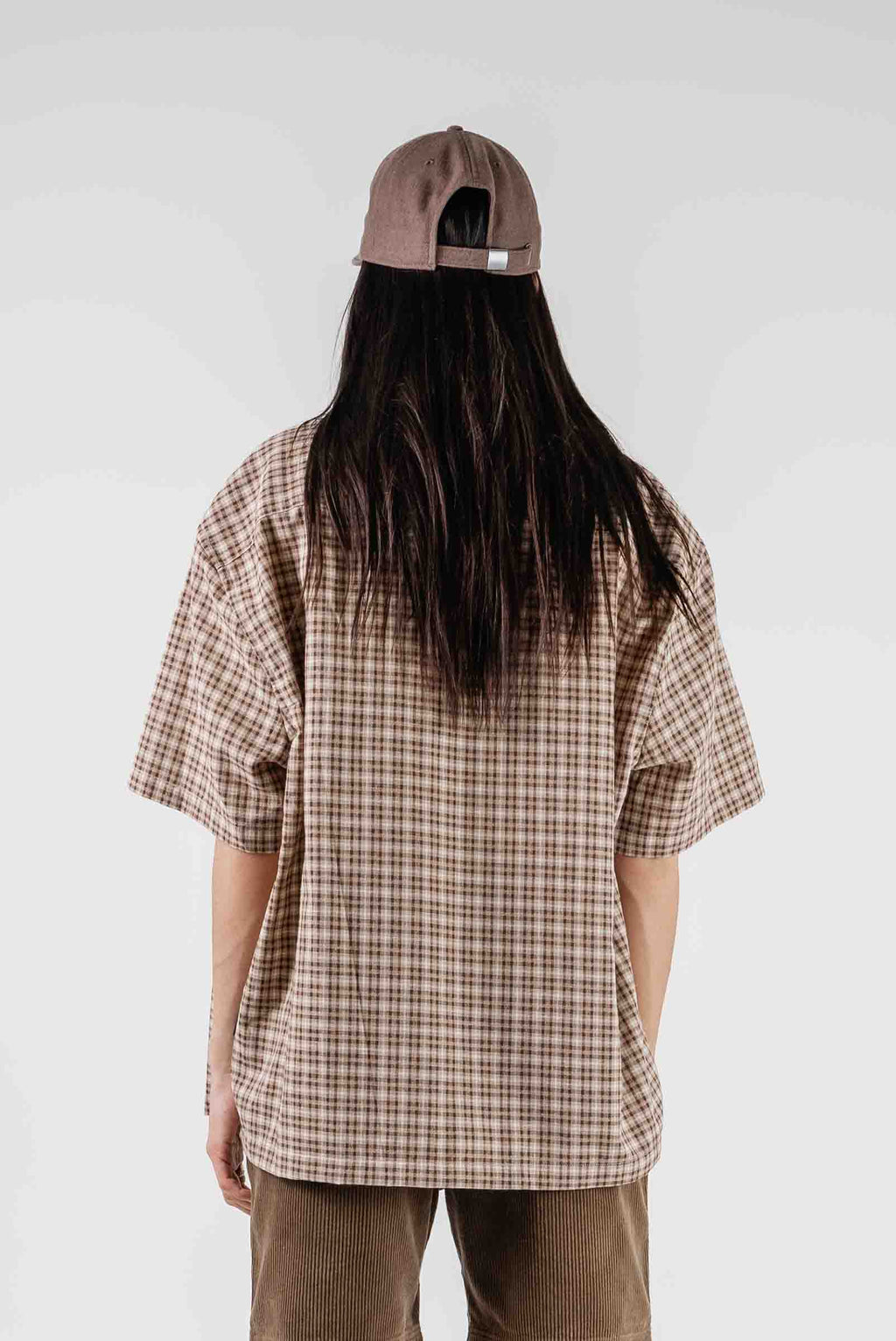 Check Button Up Shirt Brown