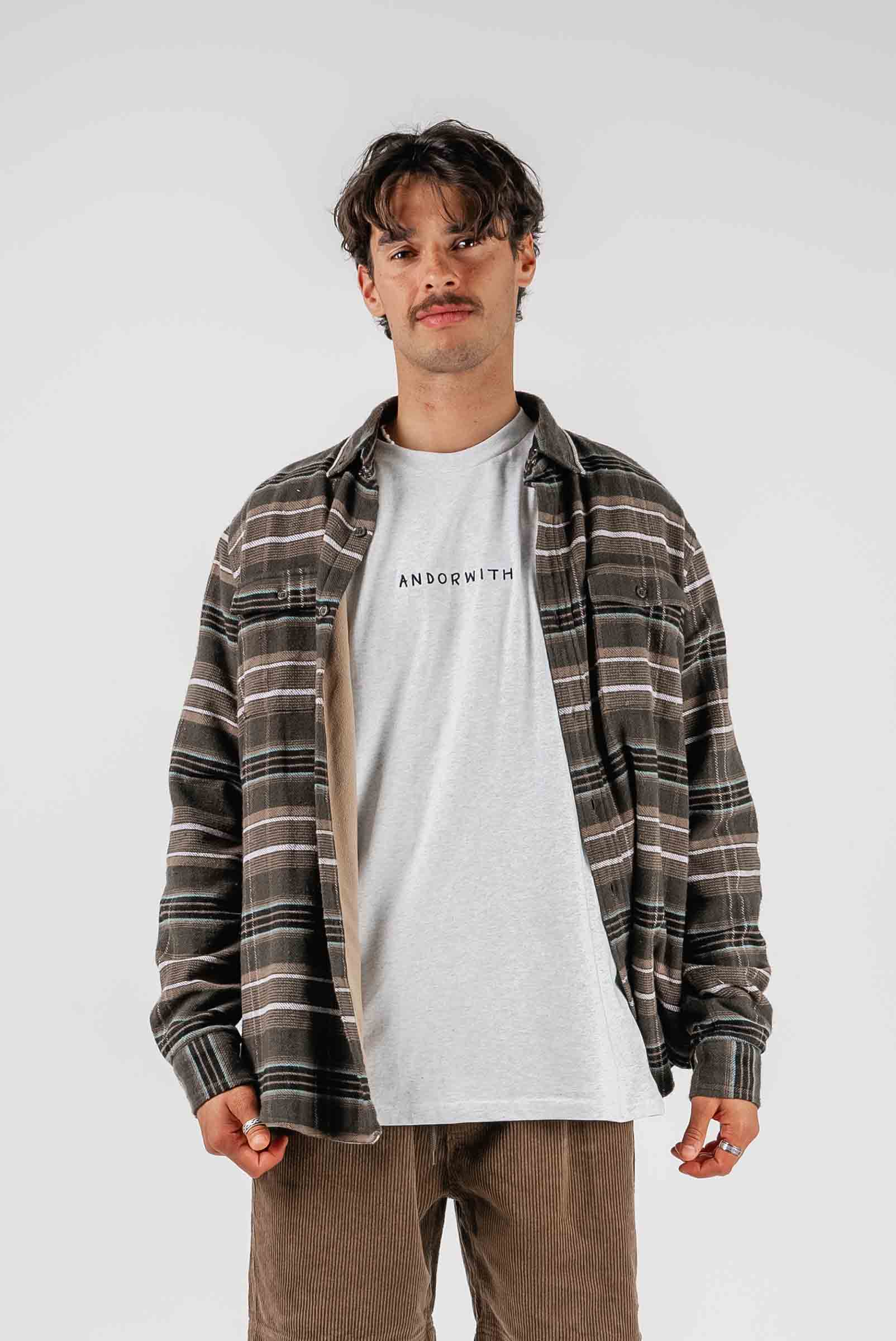 Beached Out Flannel Overshirt Olive