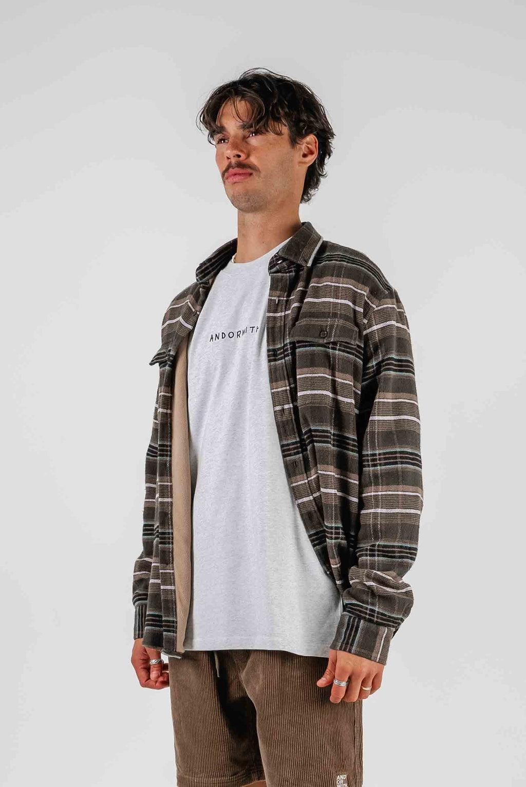 Beached Out Flannel Overshirt Olive