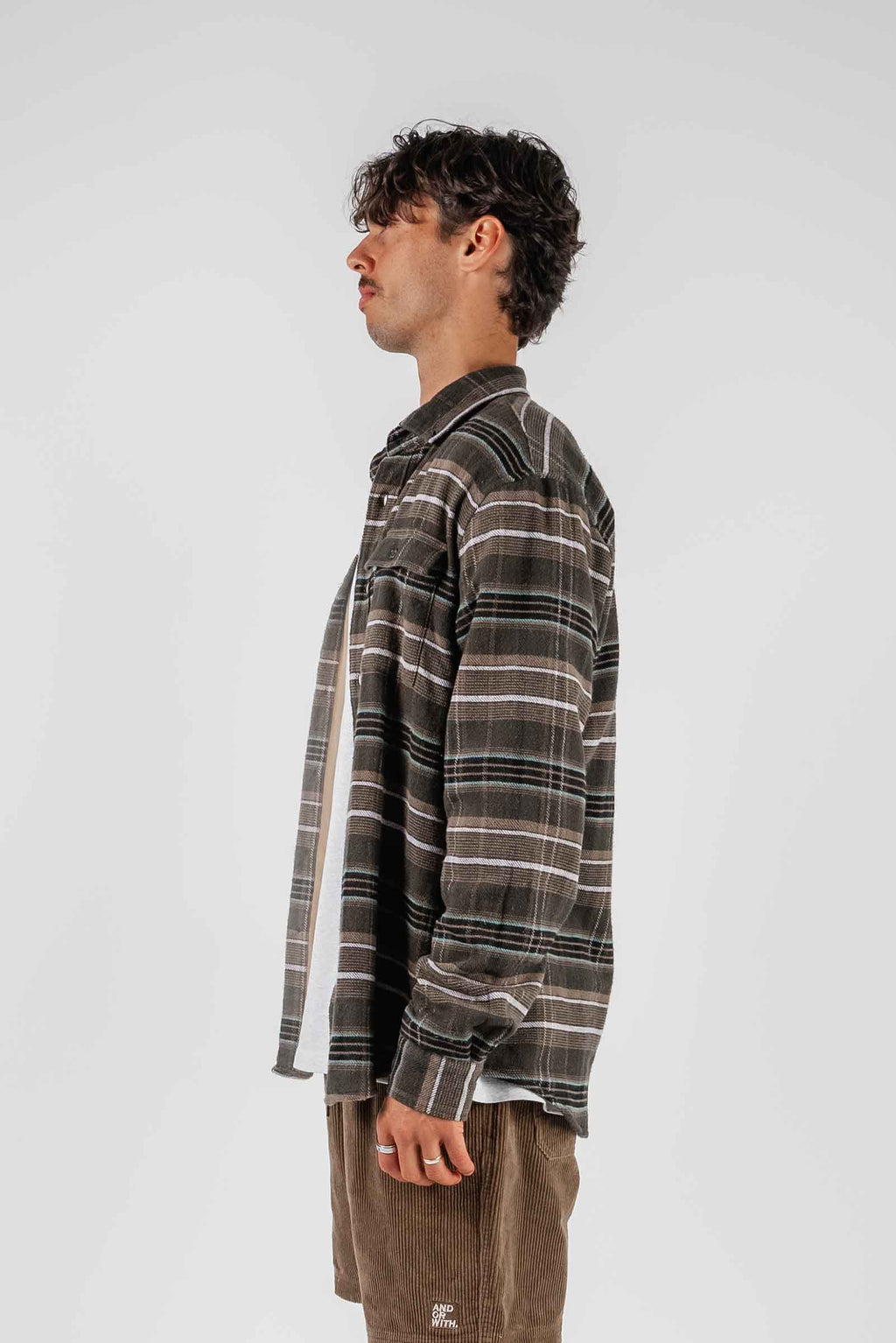 Beached Out Flannel Overshirt Olive