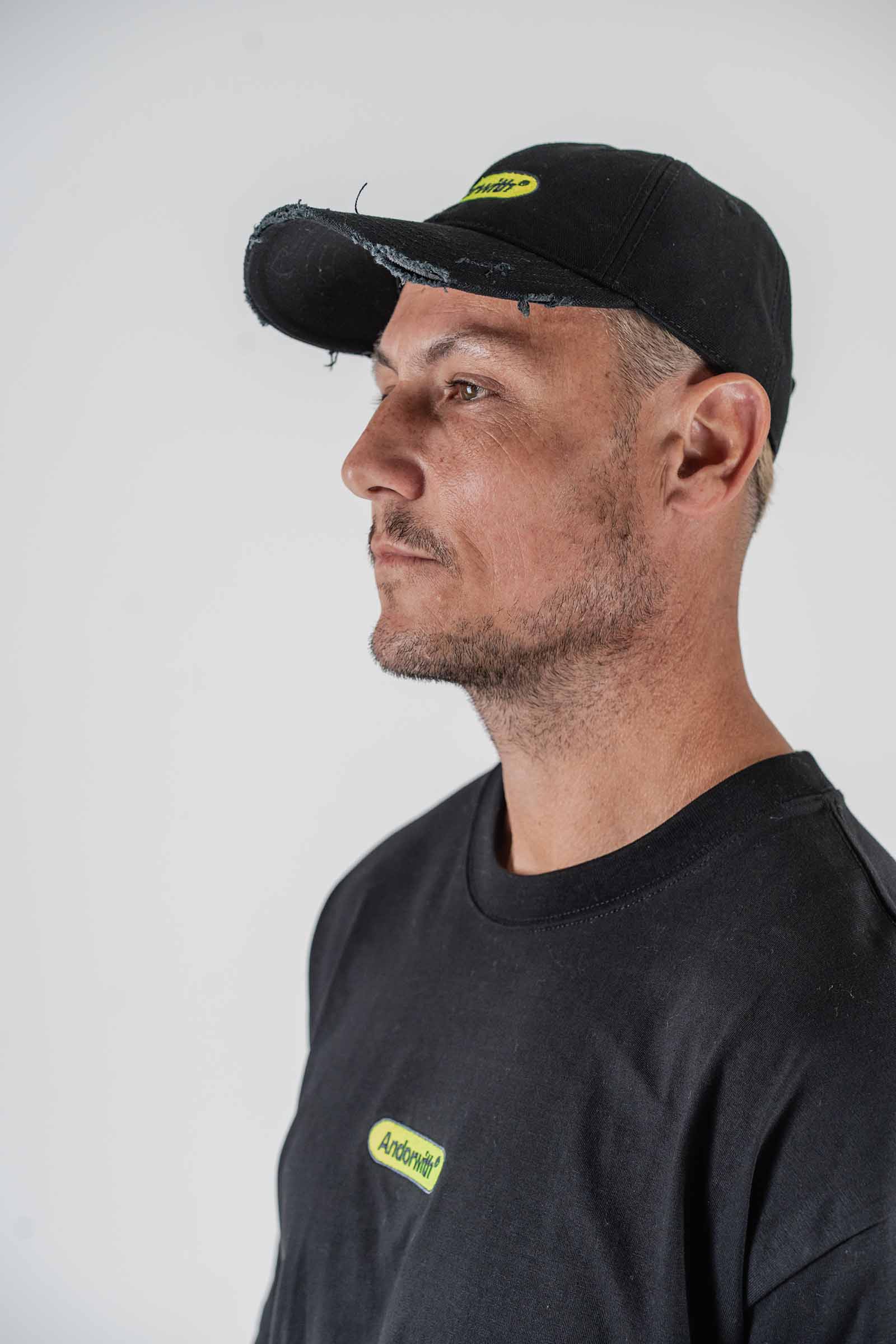 Green Pill Distressed Cap Black