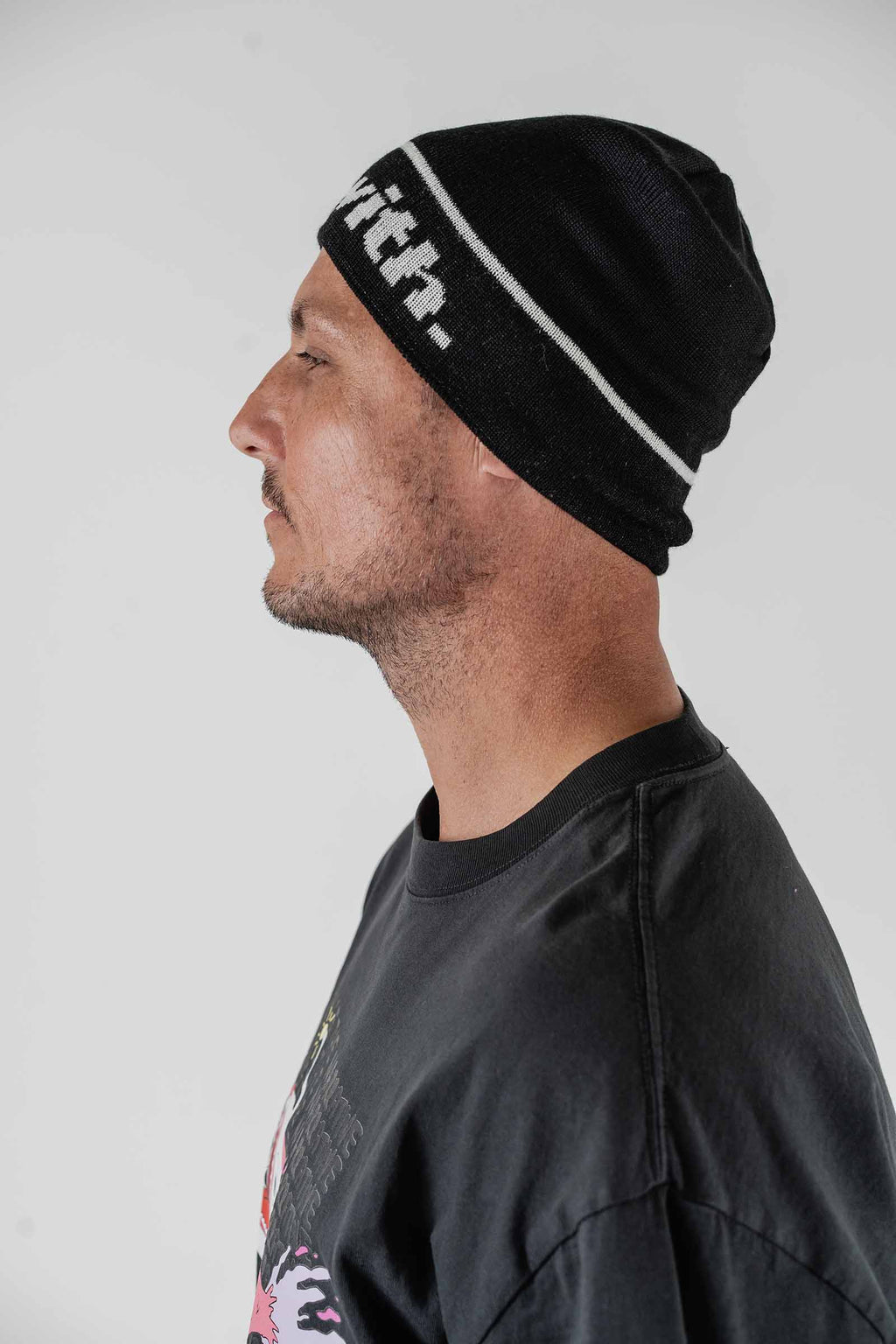 Statement Cuffless Beanie Black