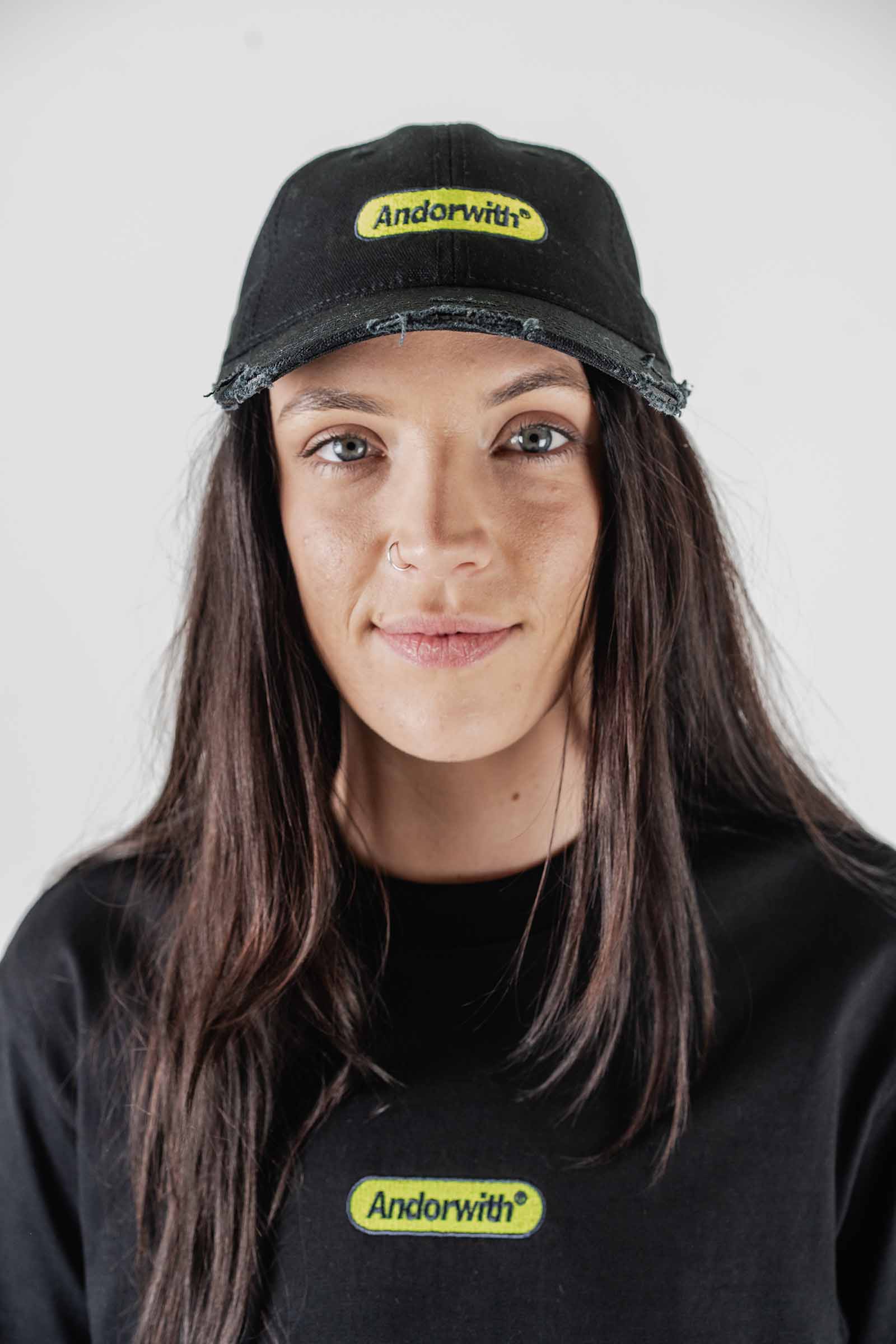 Green Pill Distressed Cap Black