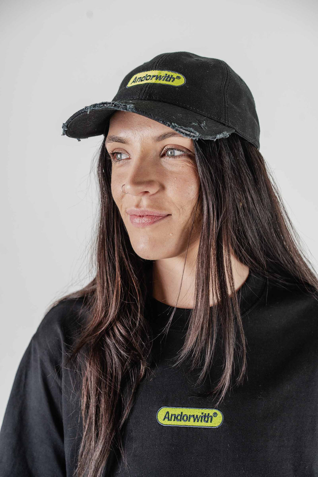 Green Pill Distressed Cap Black