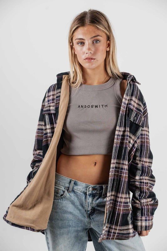 Beached Out Flannel Overshirt Black / Purple