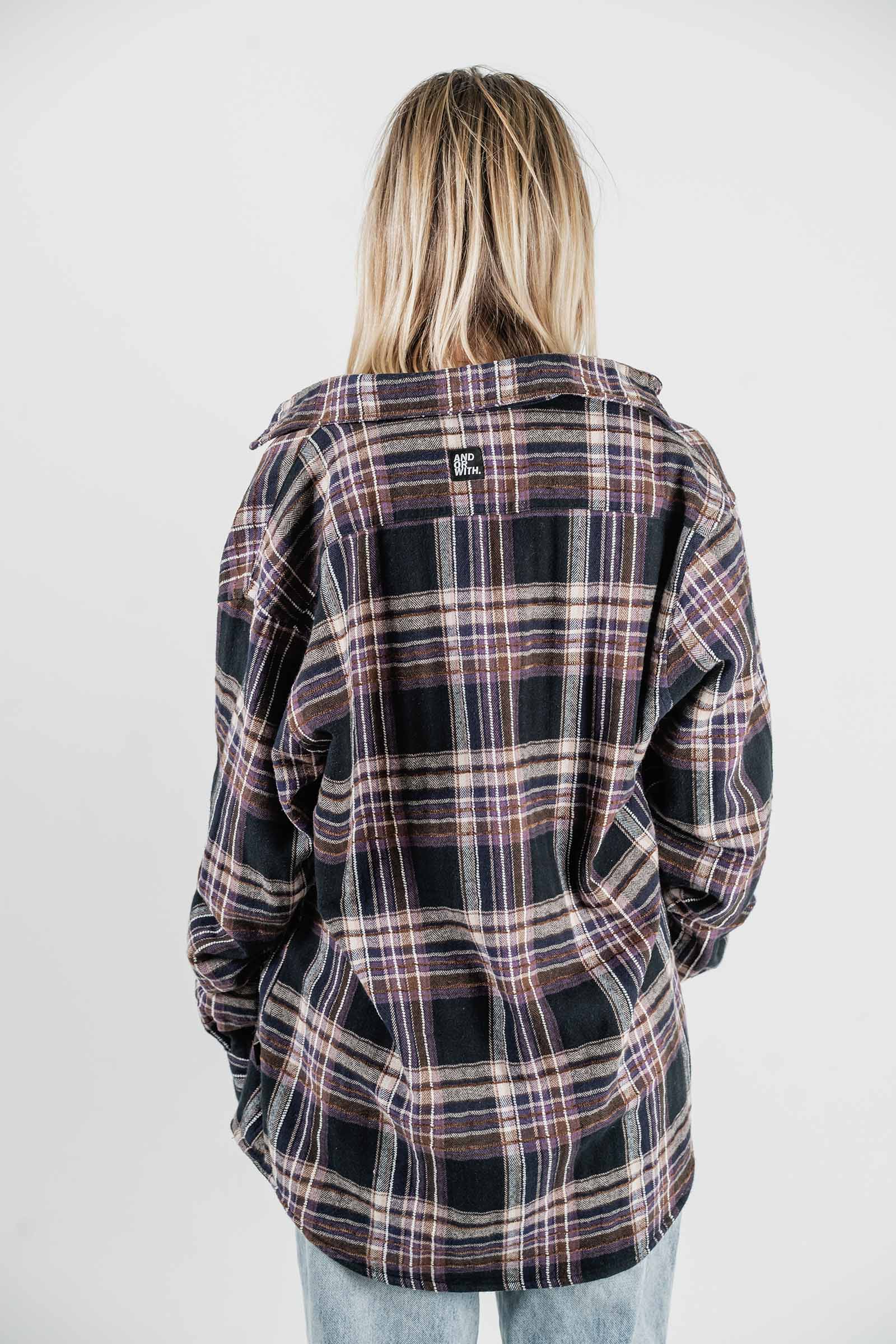 Beached Out Flannel Overshirt Black / Purple