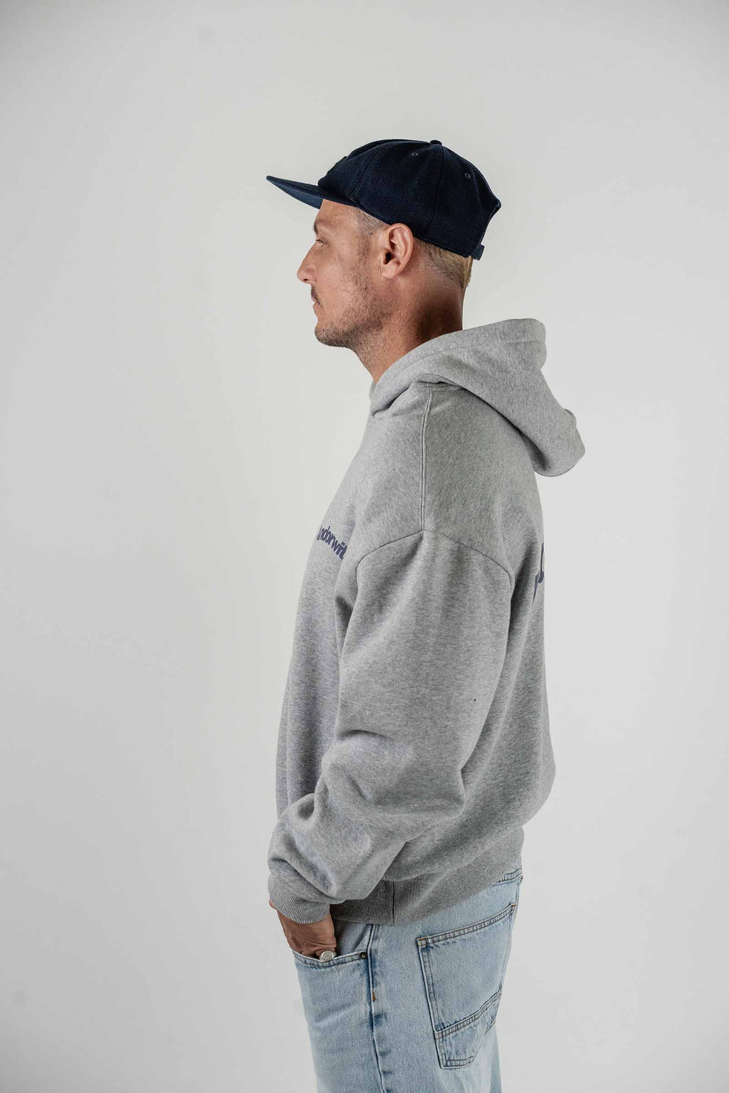 Swoop Box Fit Hoodie Grey Marle