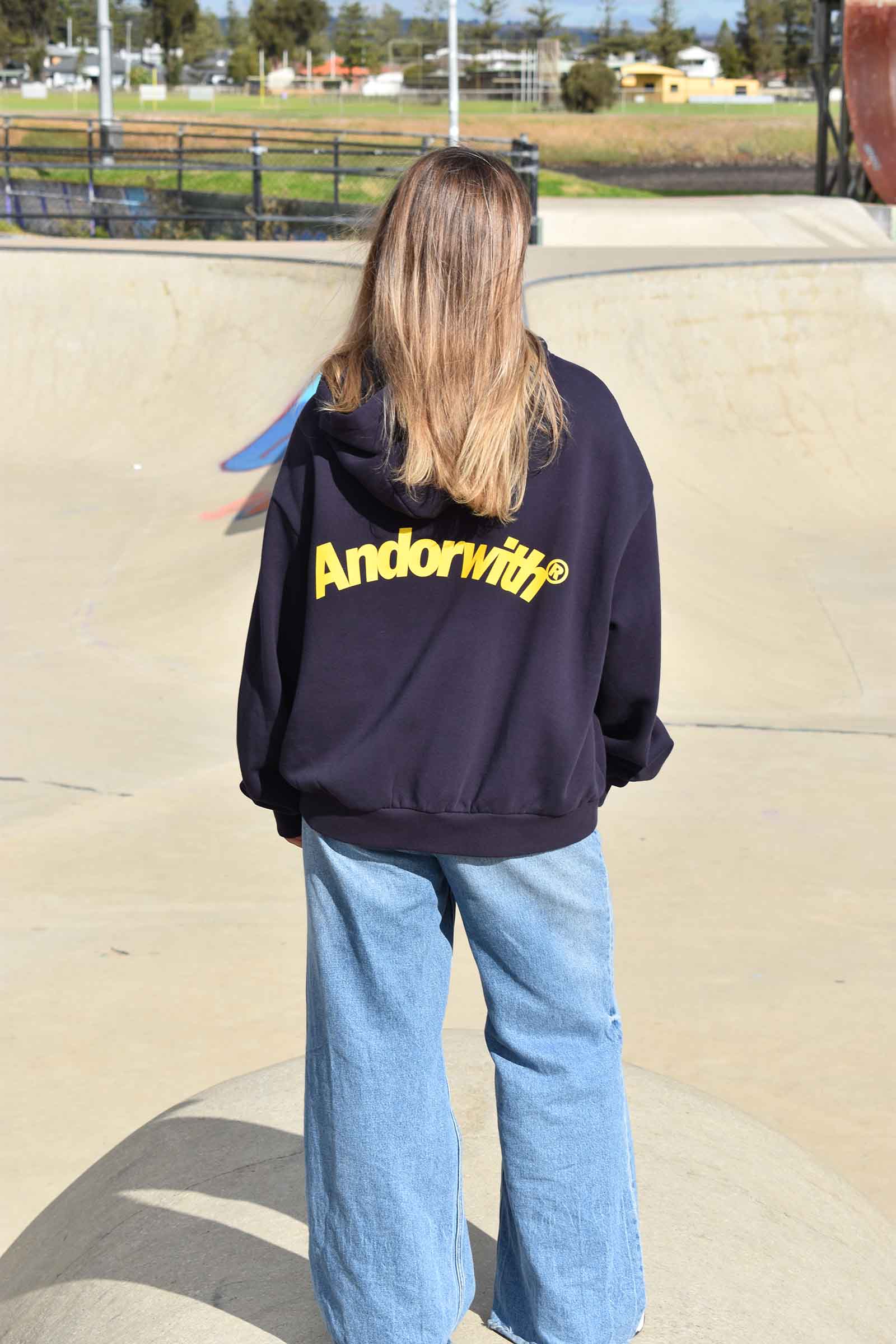 Swoop Box Fit Hoodie Navy