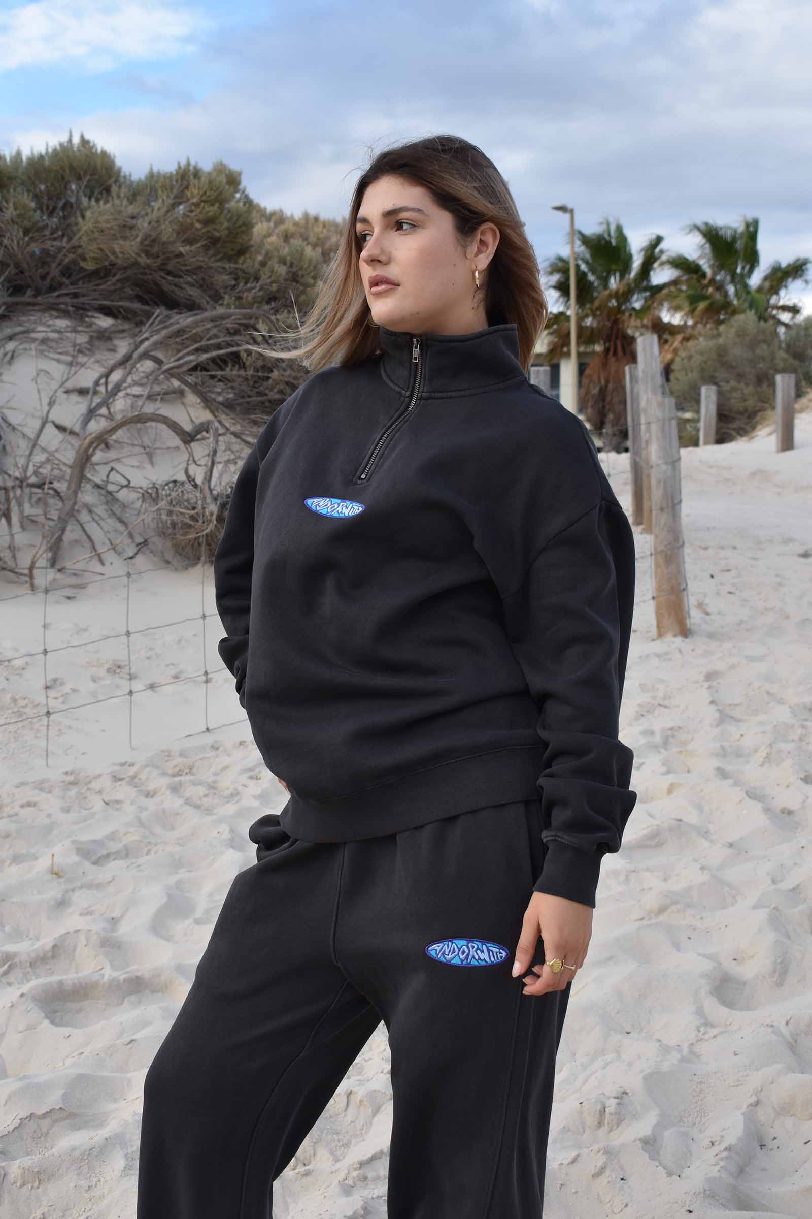 Shield 1/4 Zip Fleece Pullover Faded Black