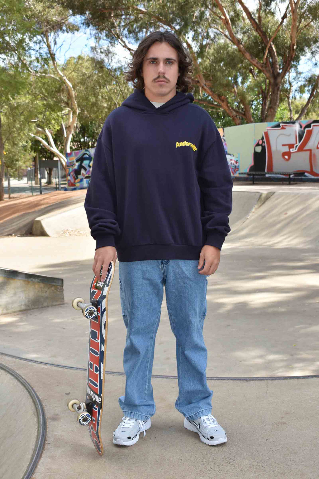 Swoop Box Fit Hoodie Navy