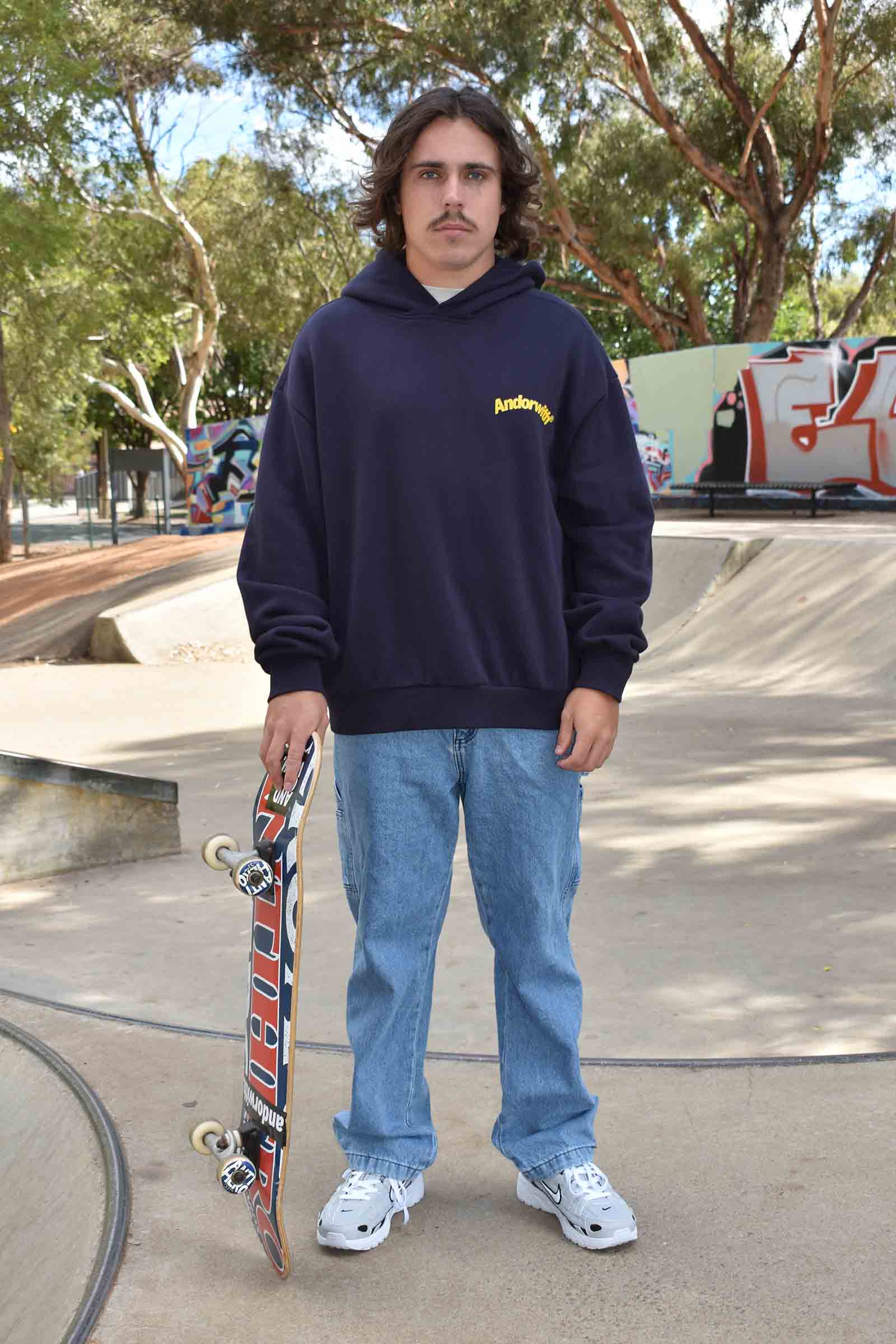 Swoop Box Fit Hoodie Navy