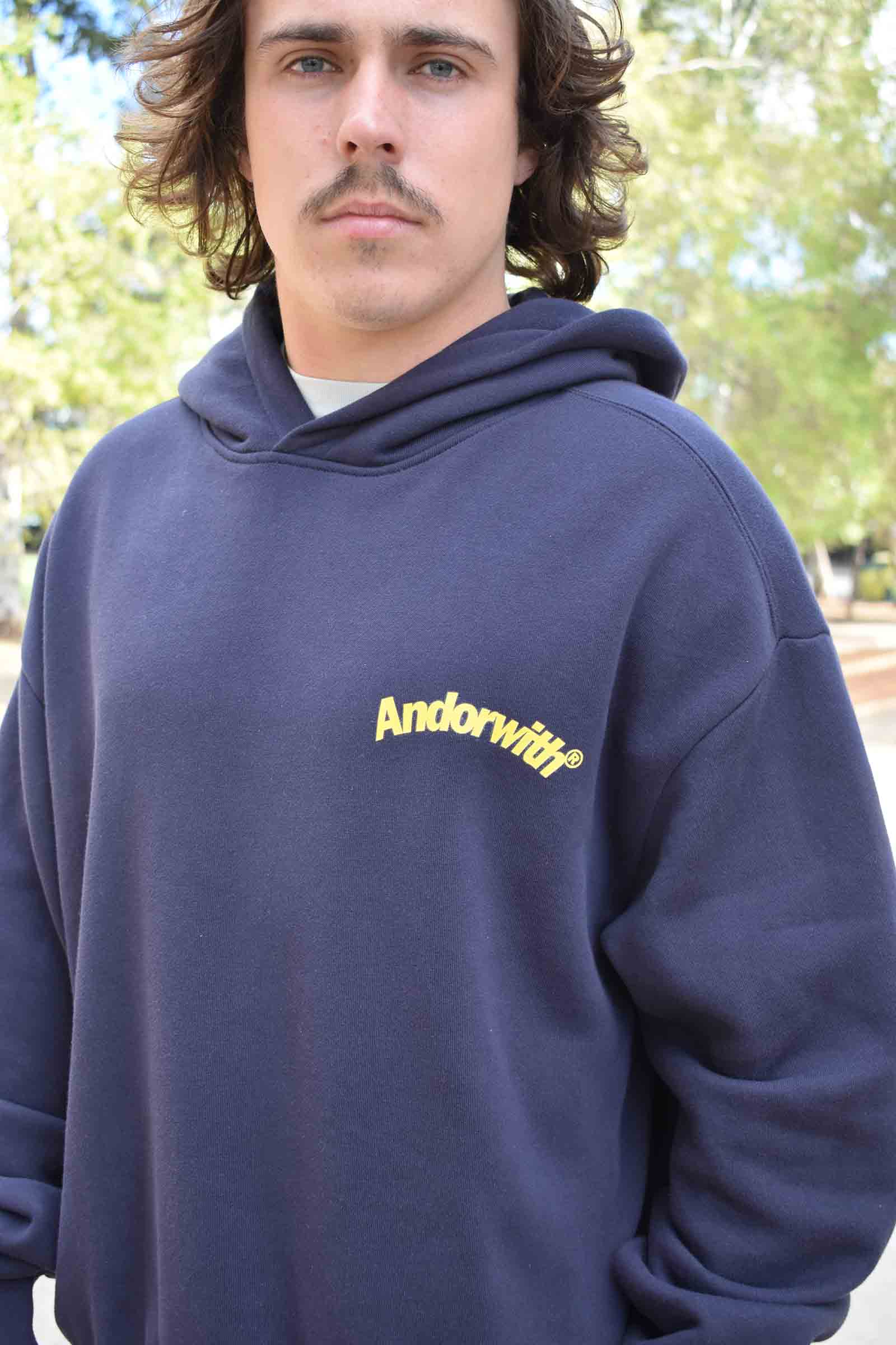 Swoop Box Fit Hoodie Navy