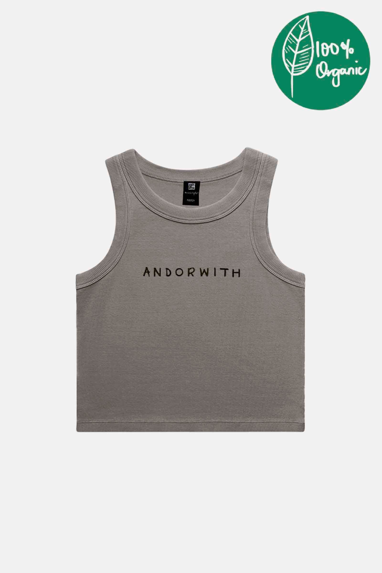 Family Ribbed Crop Tank Organic Grey