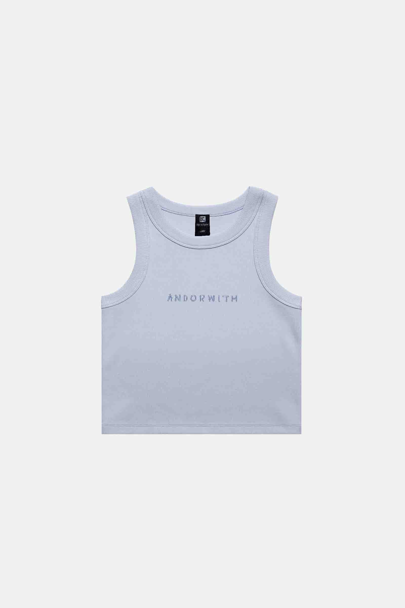 Family Ribbed Crop Tank Organic Powder Blue