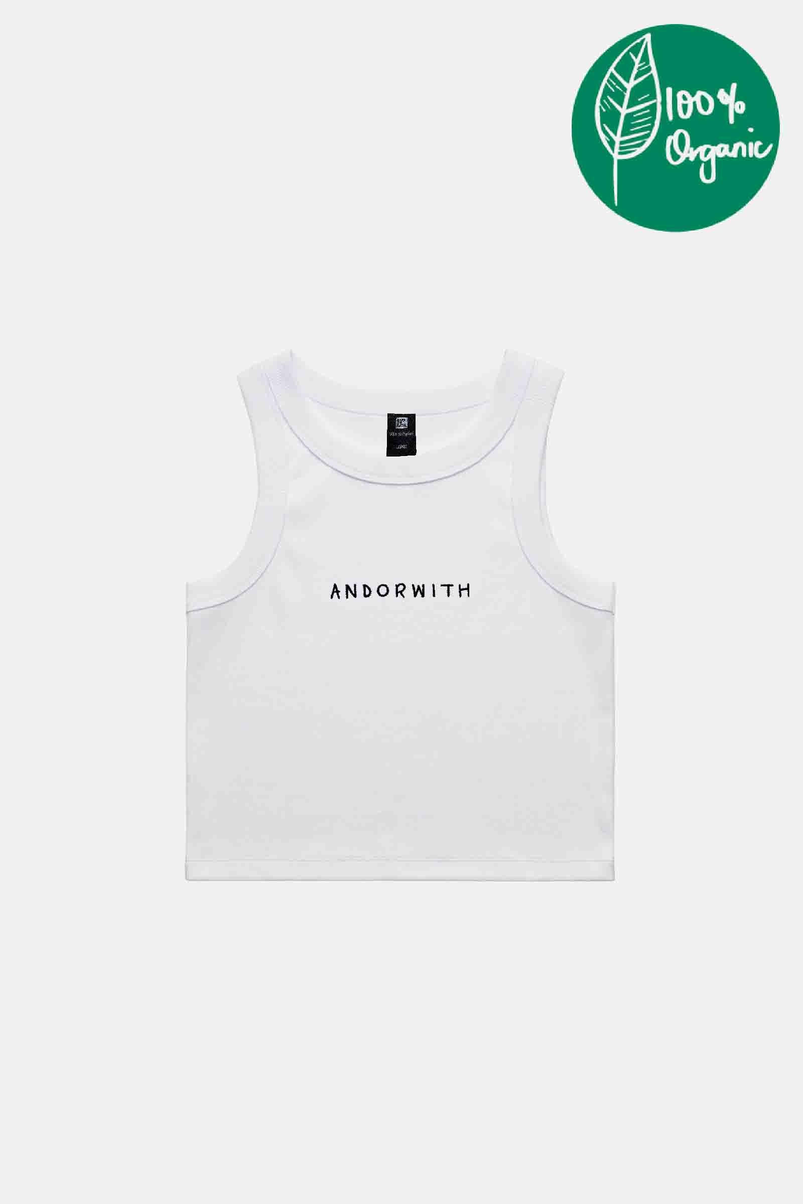 Family Ribbed Crop Tank Organic White