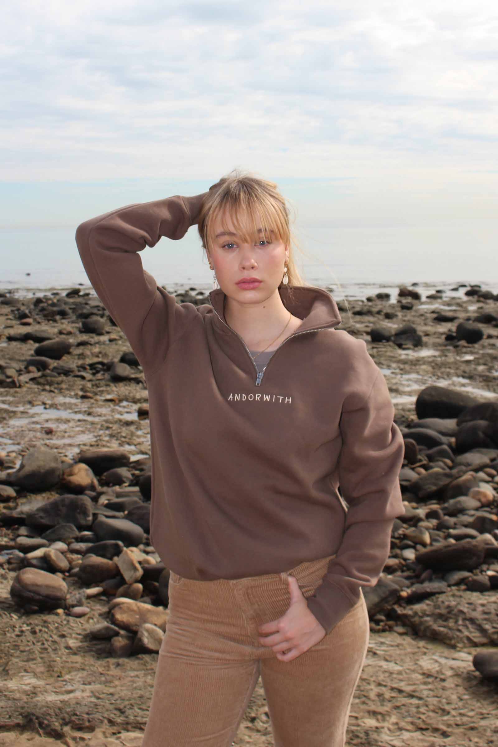 Family 1/4 Zip Fleece Pullover Coffee