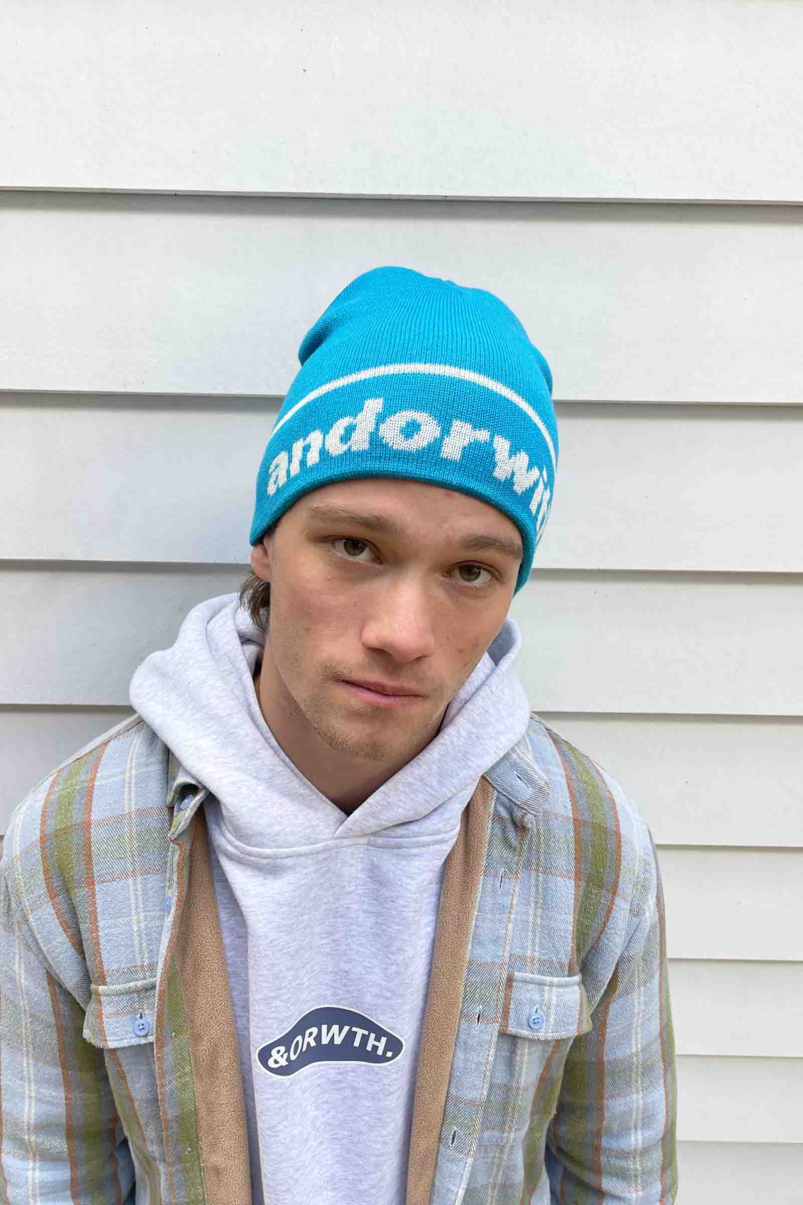 unisex-cuffless-wool-beanie-blue-andorwith-surf-skate-wear