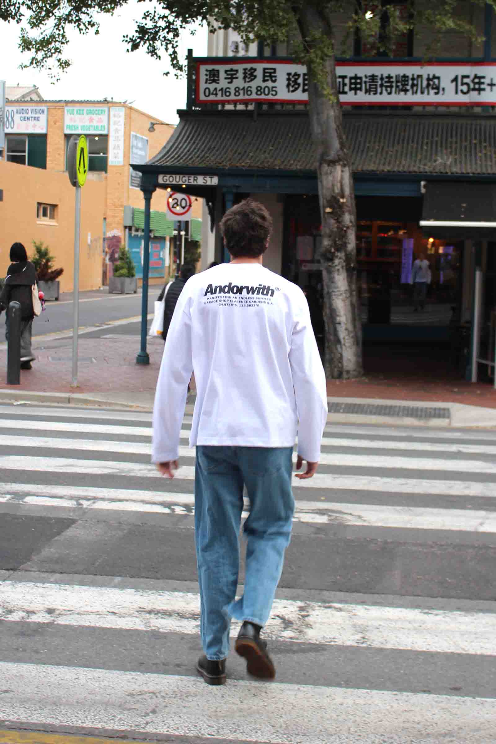 Garage Shop Box Fit L/S Tee White
