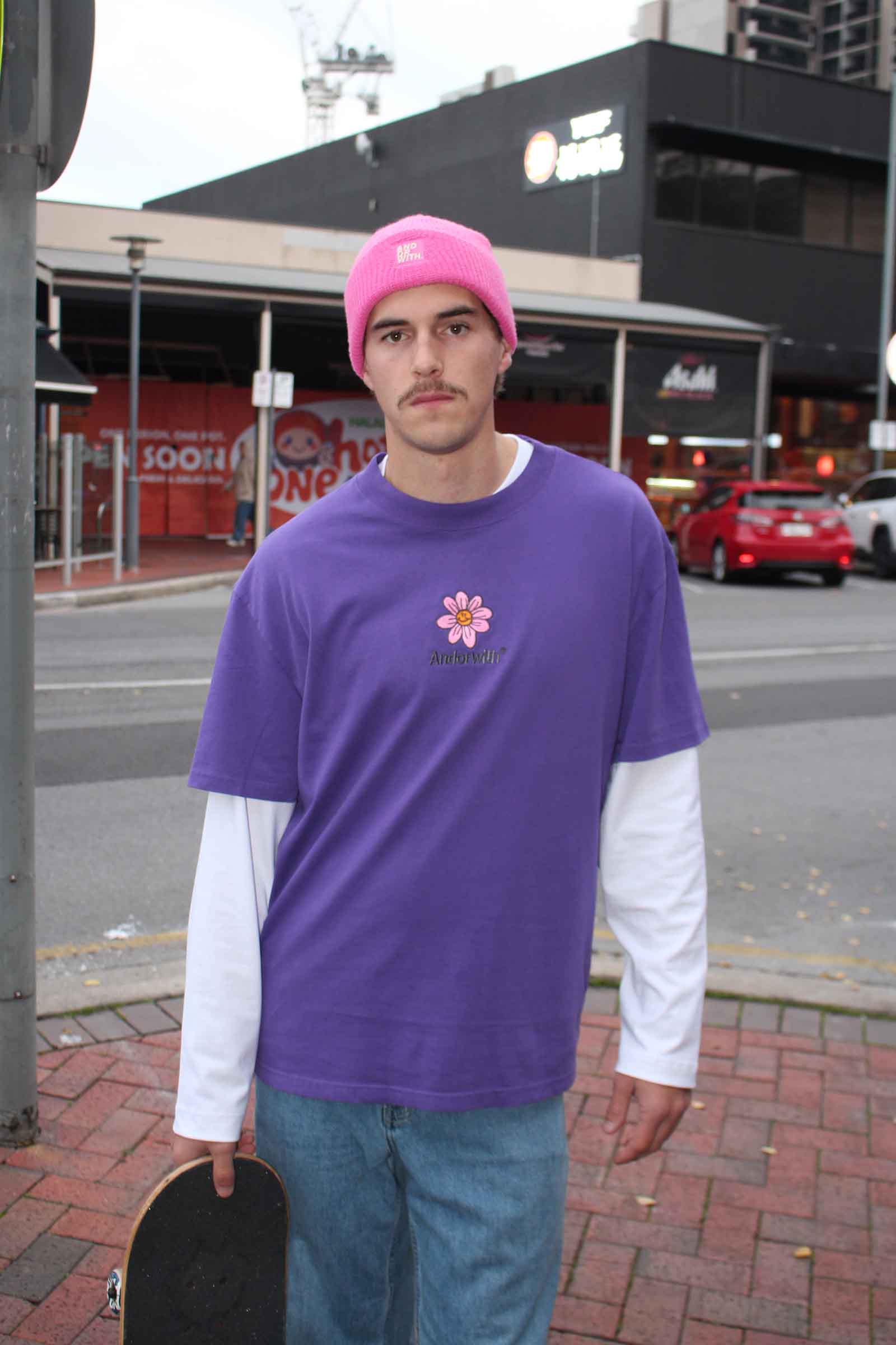 Happy Flower Oversized Tee Purple