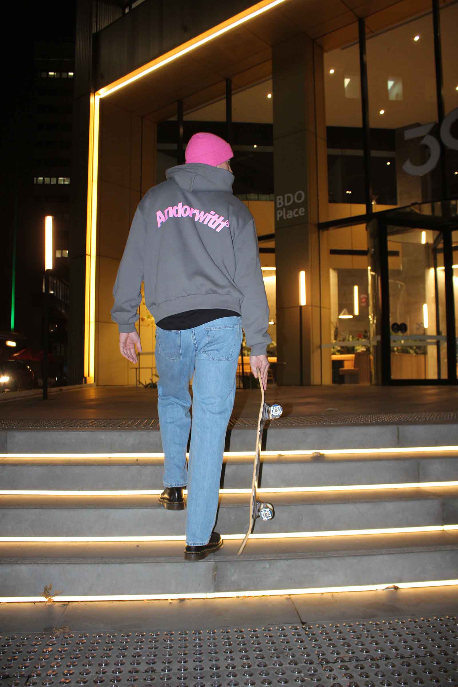 Swoop Box Fit Hoodie Slate Grey