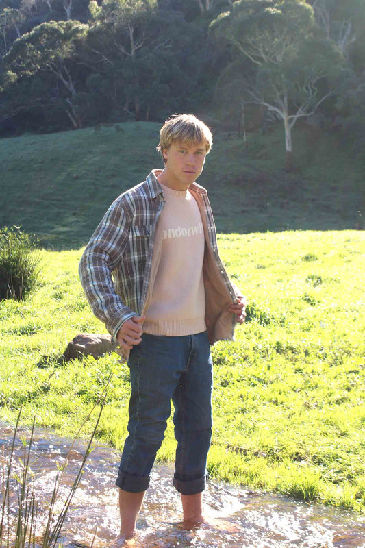 Beached Out Flannel Overshirt Brown / Cream