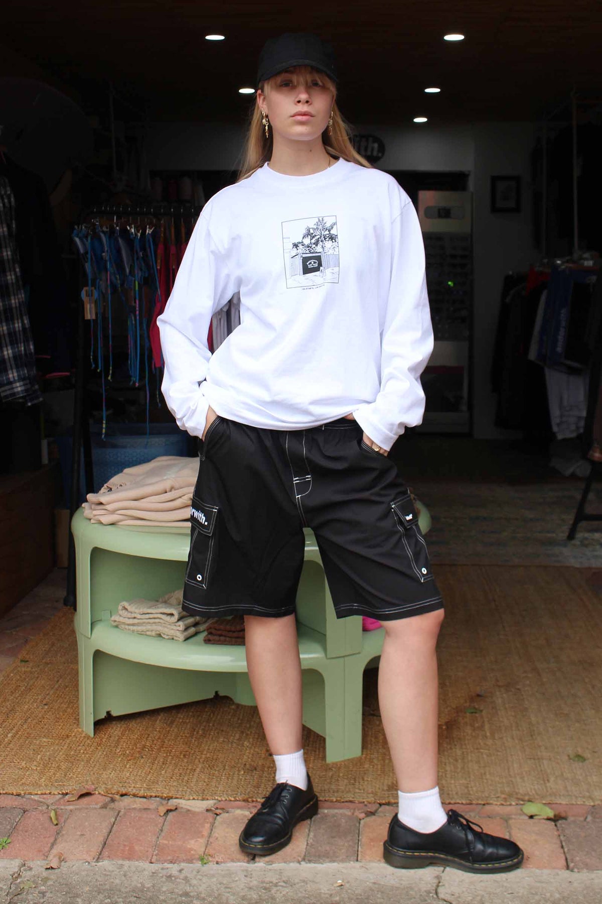 Garage Shop Box Fit L/S Tee White