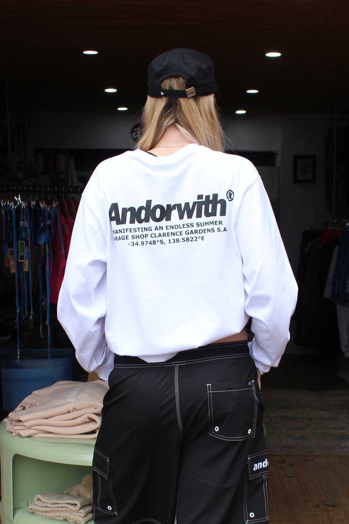 Garage Shop Box Fit L/S Tee White