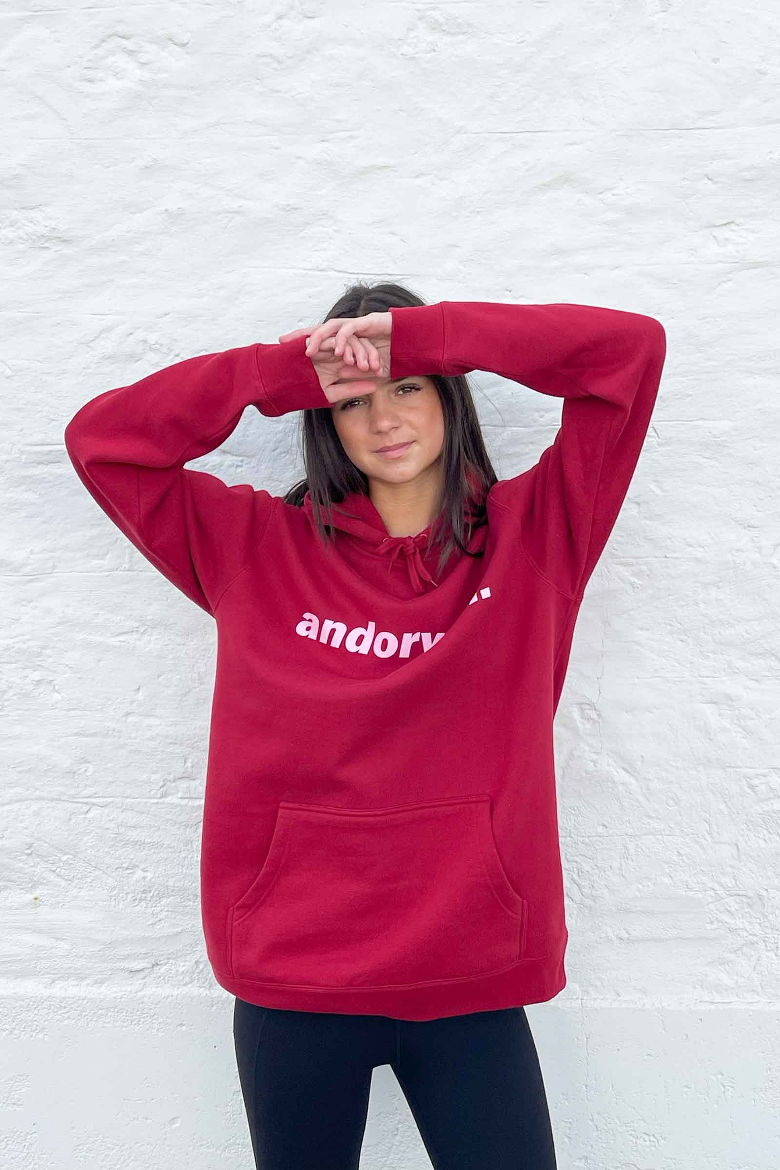 unisex-red-hoody-jumper-andorwith-surf-skate-wear