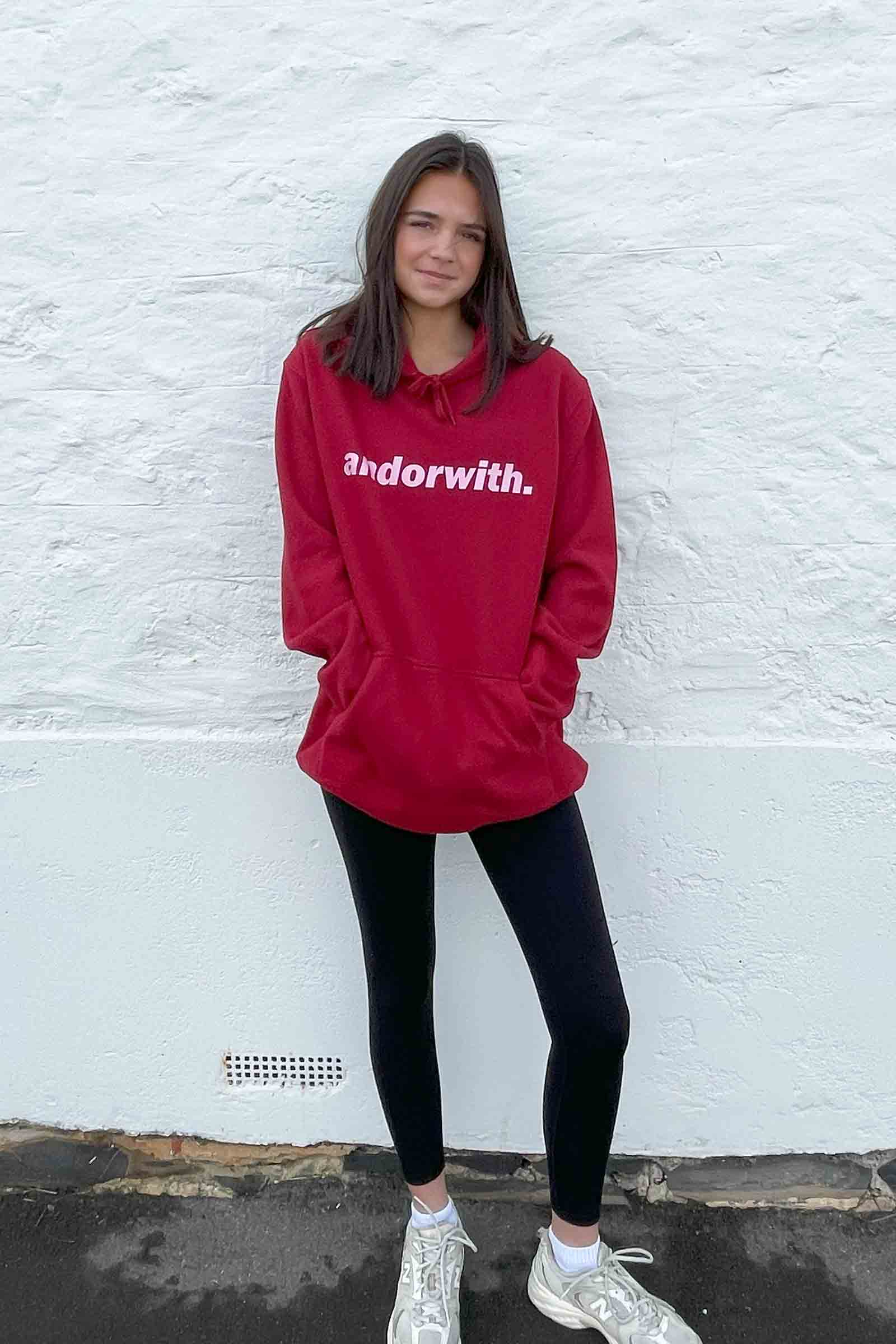 unisex-red-hoody-jumper-andorwith-surf-skate-wear