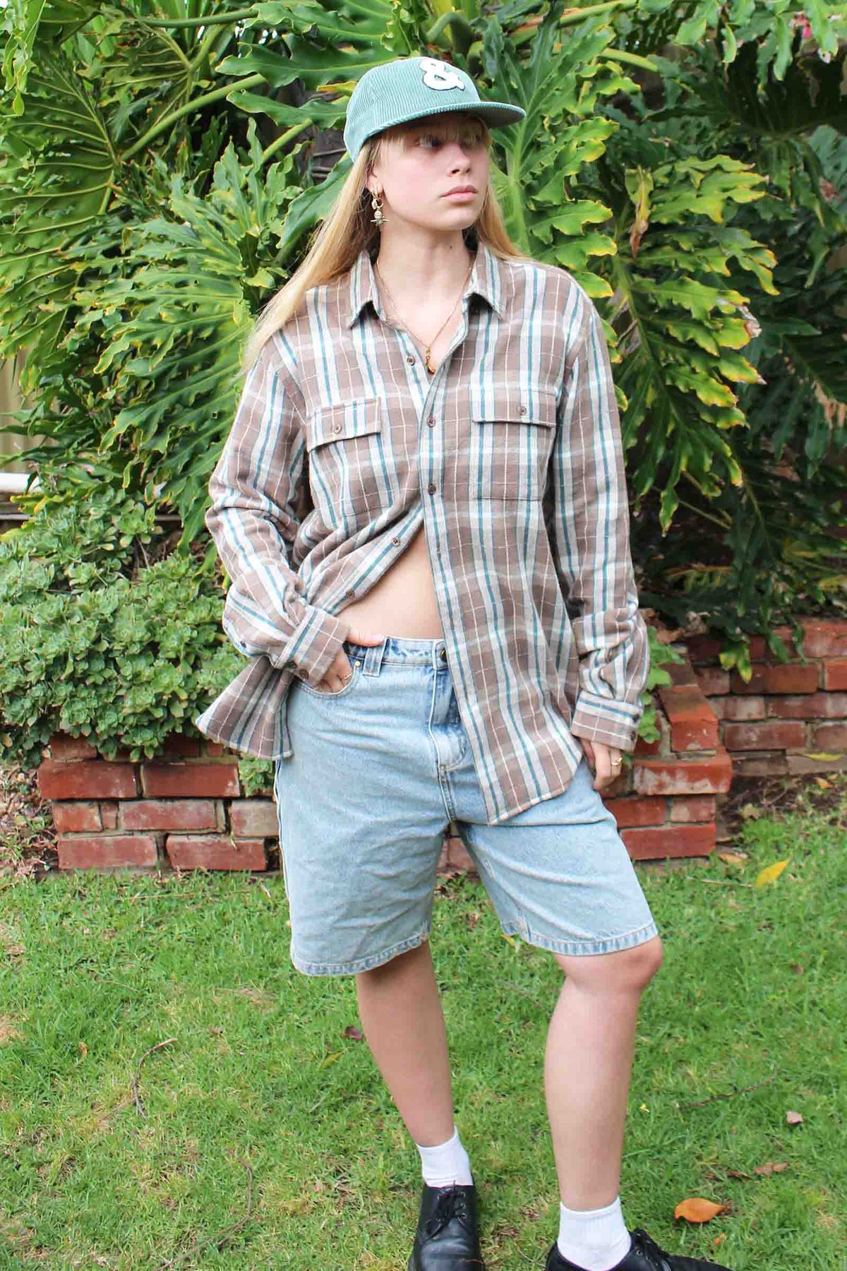 Beached Out Fleece-Lined Flannel Overshirt Brown / Cream
