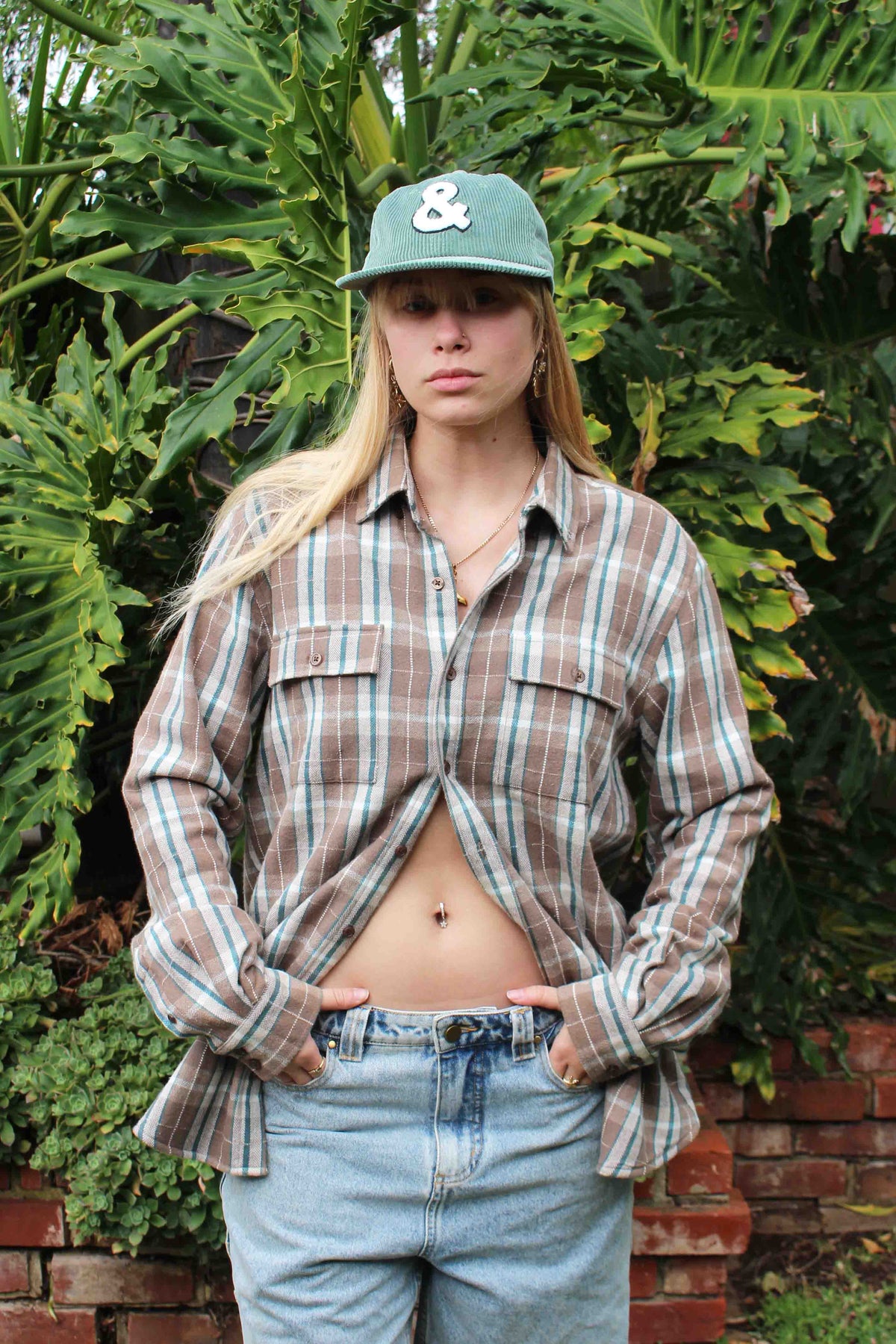 Beached Out Fleece-Lined Flannel Overshirt Brown / Cream