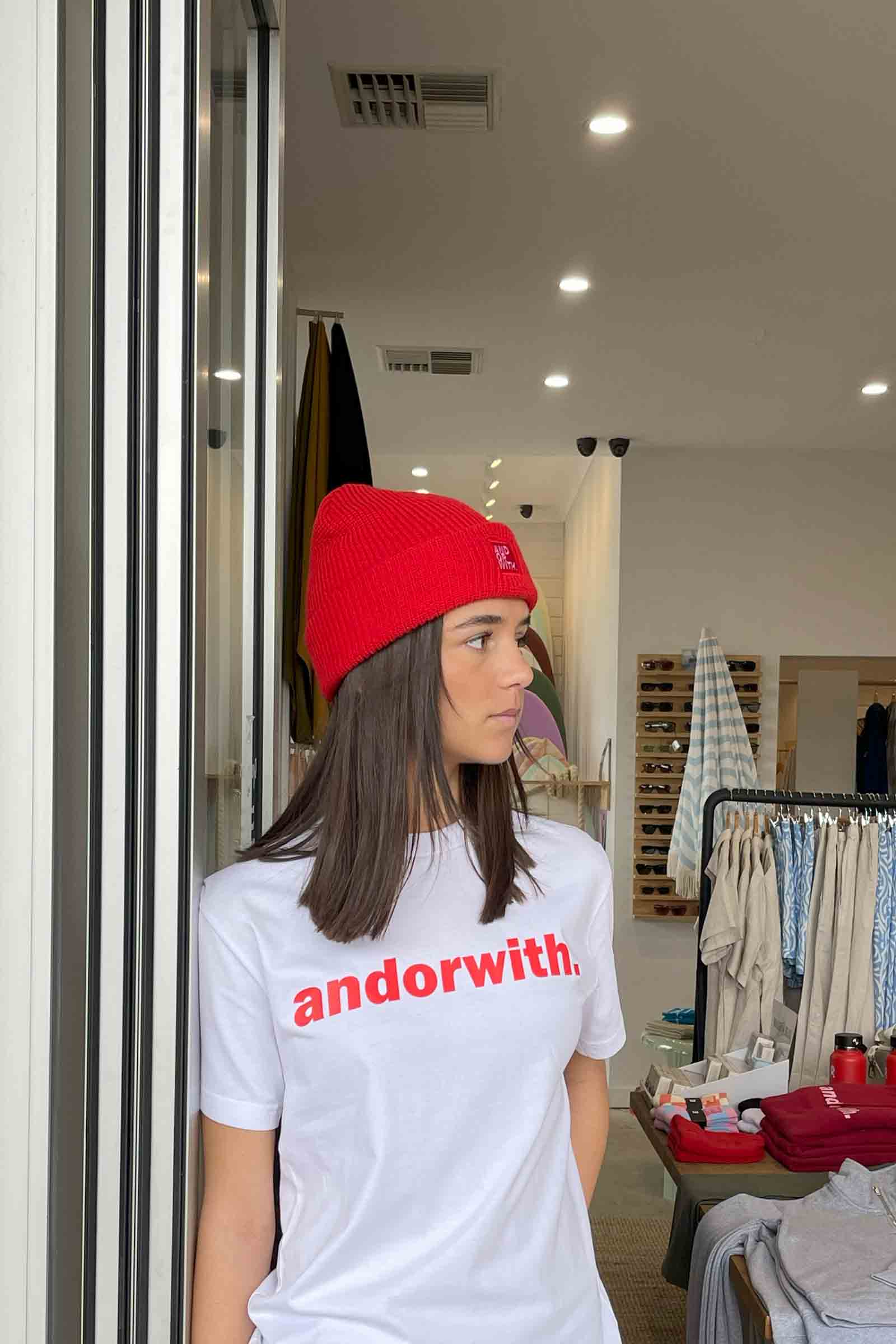 unisex-red-wool-beanie-andorwith-surf-skate-wear