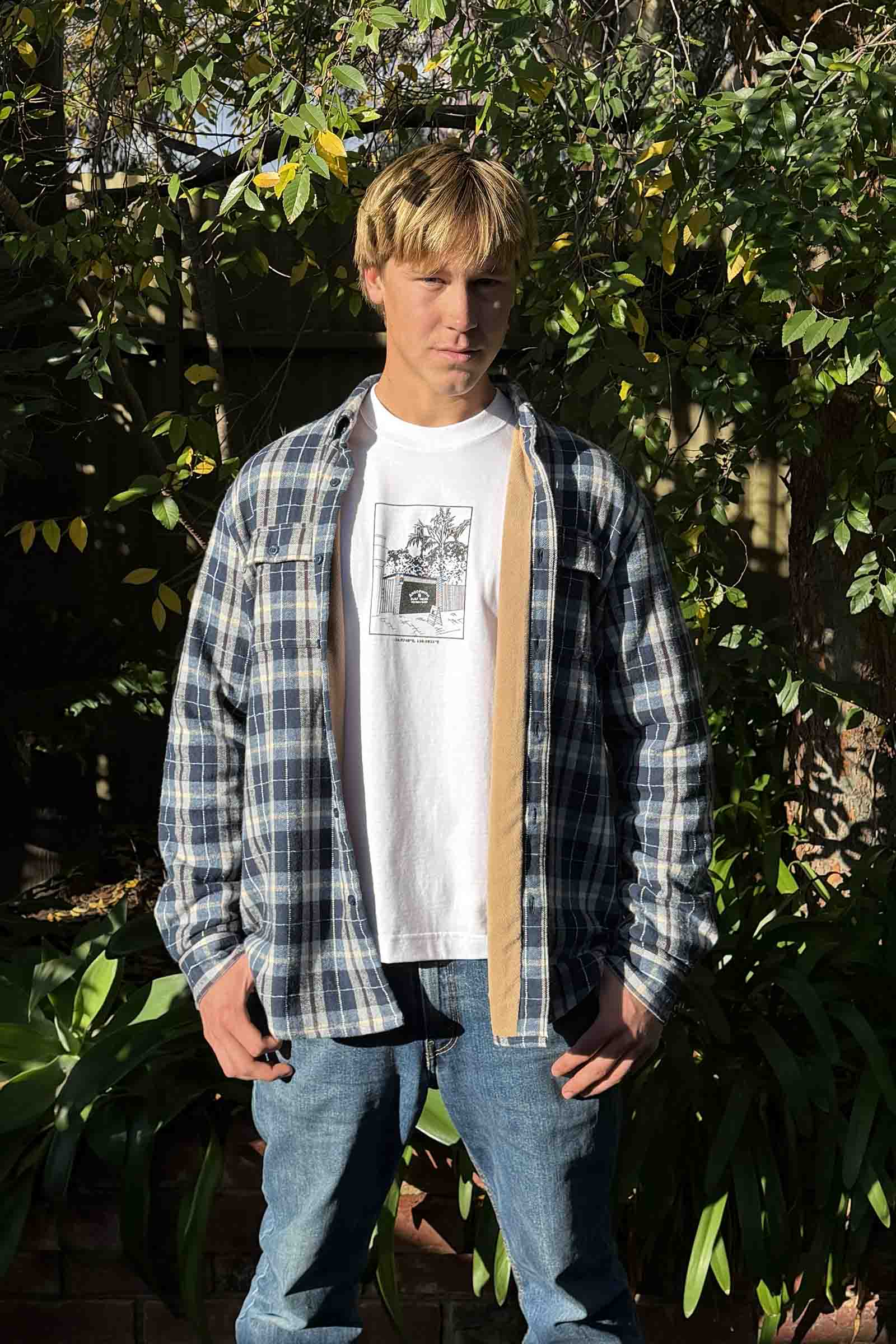 Beached Out Flannel Overshirt Navy / Blue
