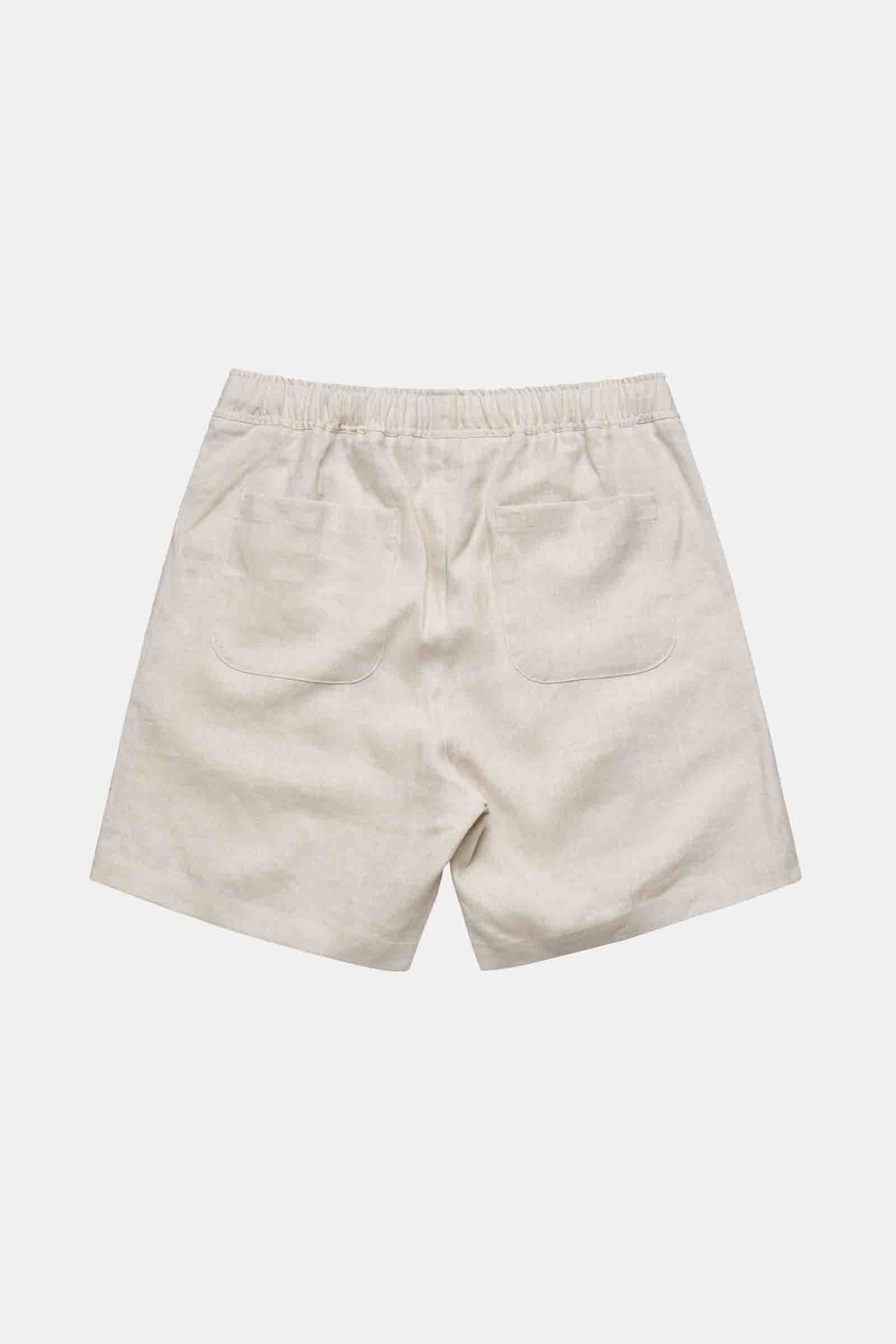 Logo Linen Shorts Cream Andorwith Surfwear Australia andorwith