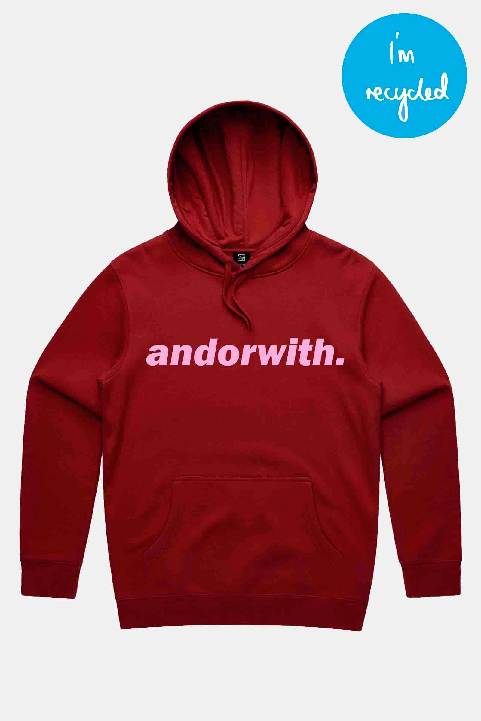 unisex-red-hoody-jumper-andorwith-surf-skate-wear