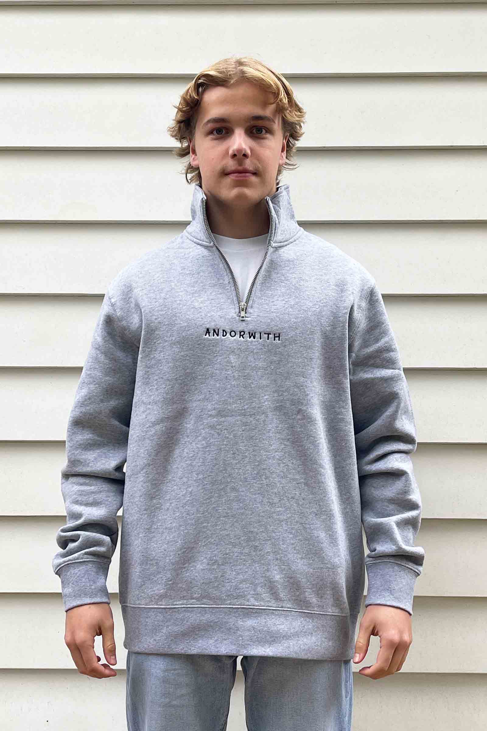Family 1/4 Zip Fleece Pullover Grey Marle