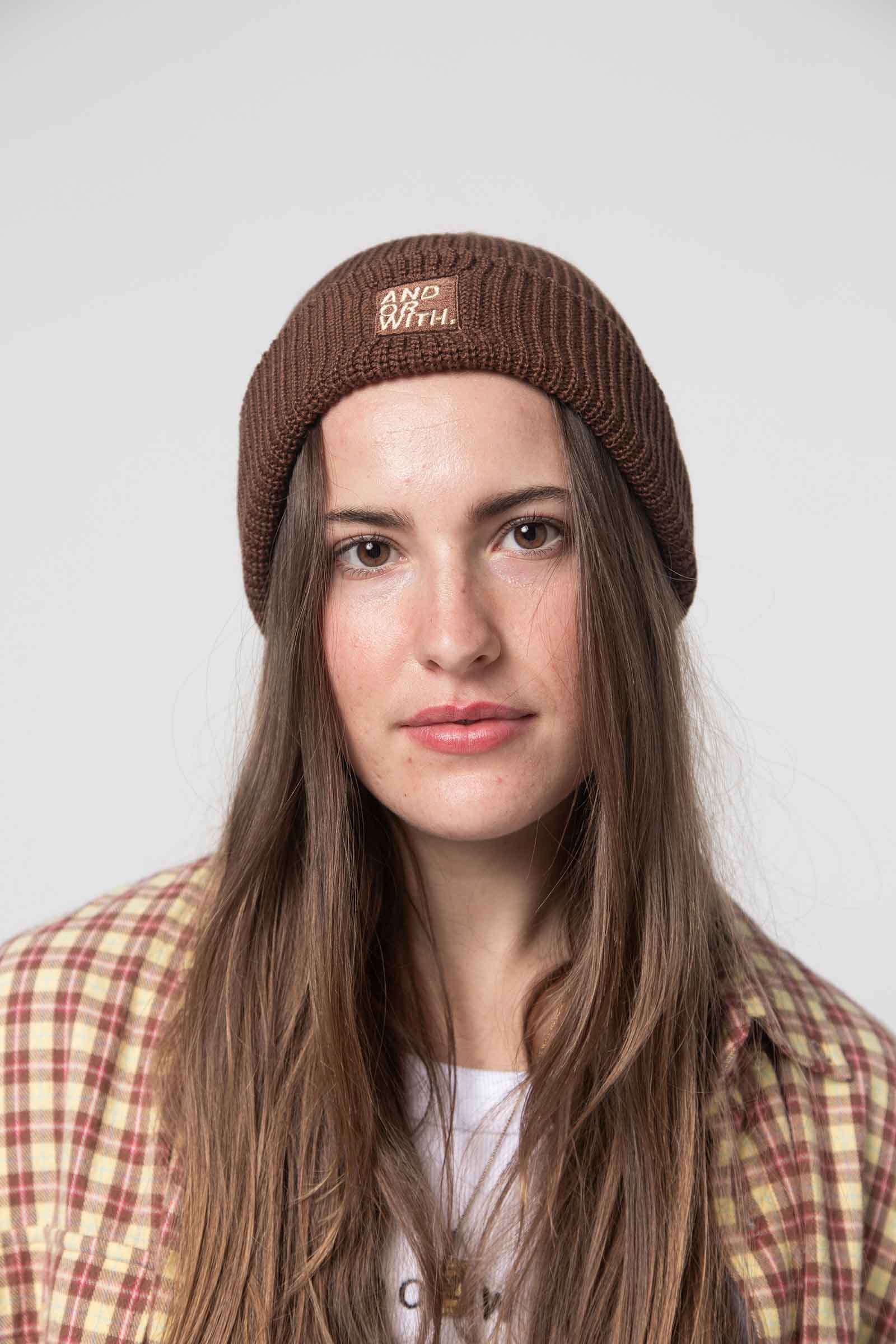 unisex-brown-wool-beanie-andorwith-surf-skate-wear